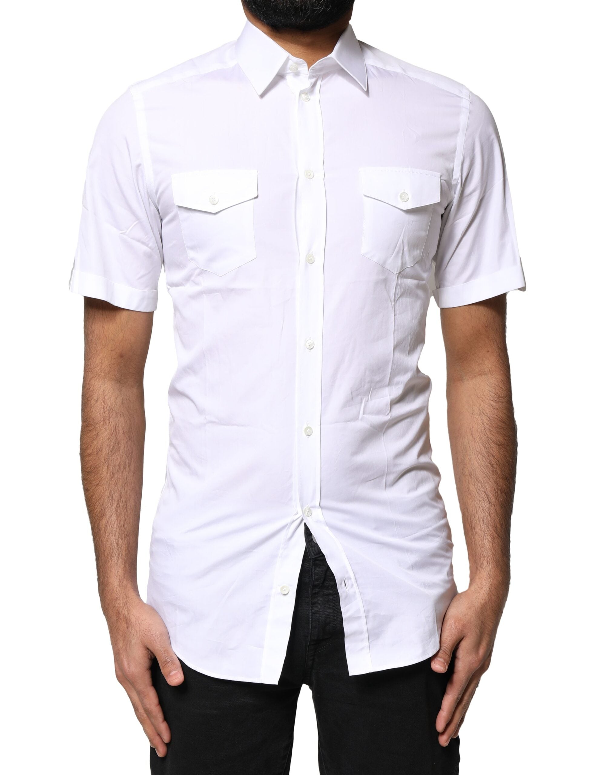 White GOLD Button Down Casual Men Polo Shirt