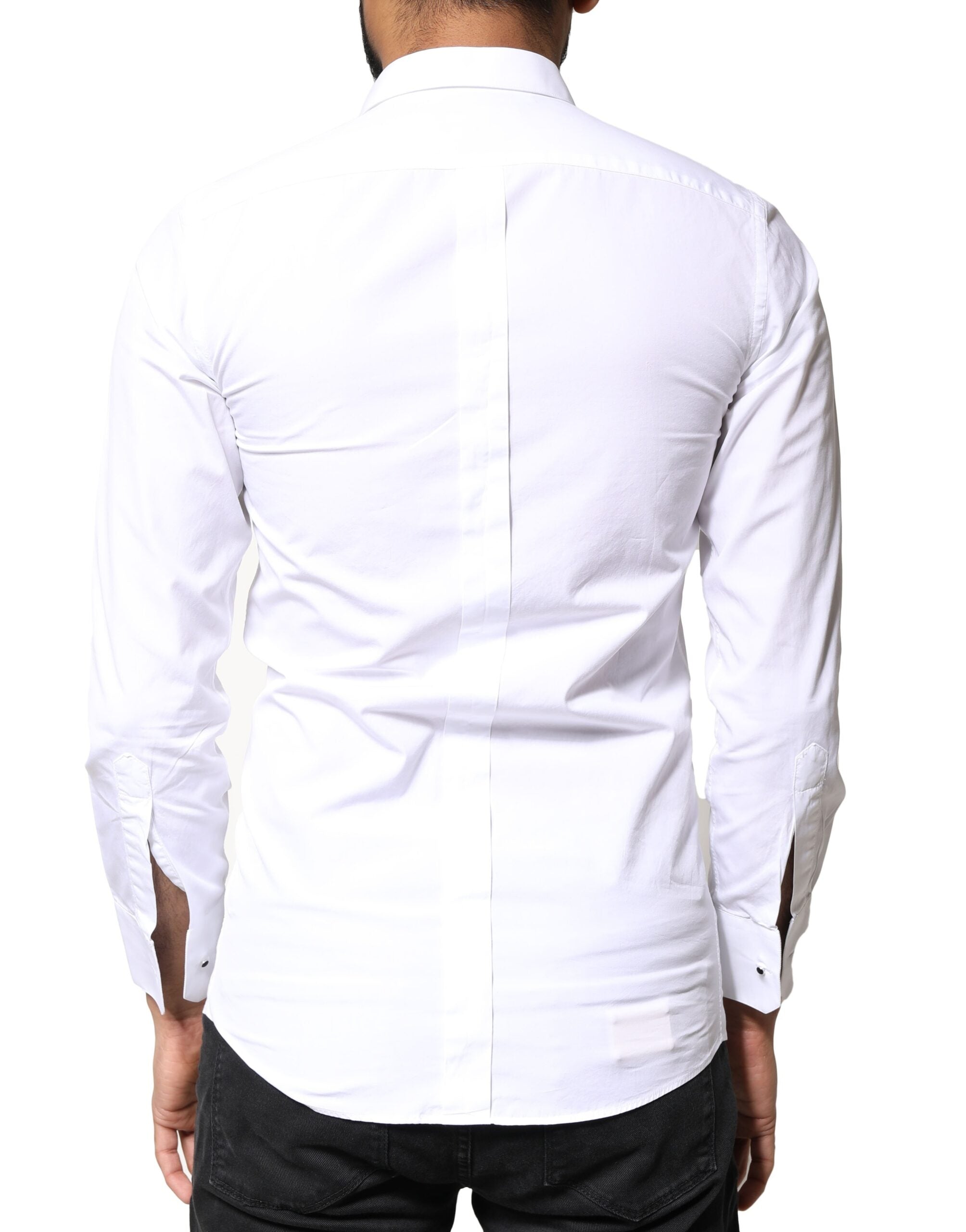 White GOLD Cotton Poplin Bib Men Dress Shirt