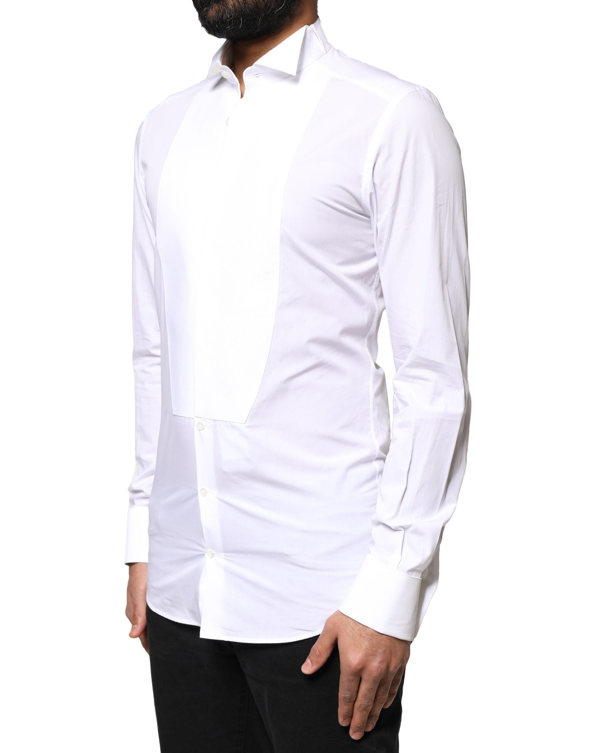 White GOLD Cotton Poplin Bib Formal Men Dress Shirt