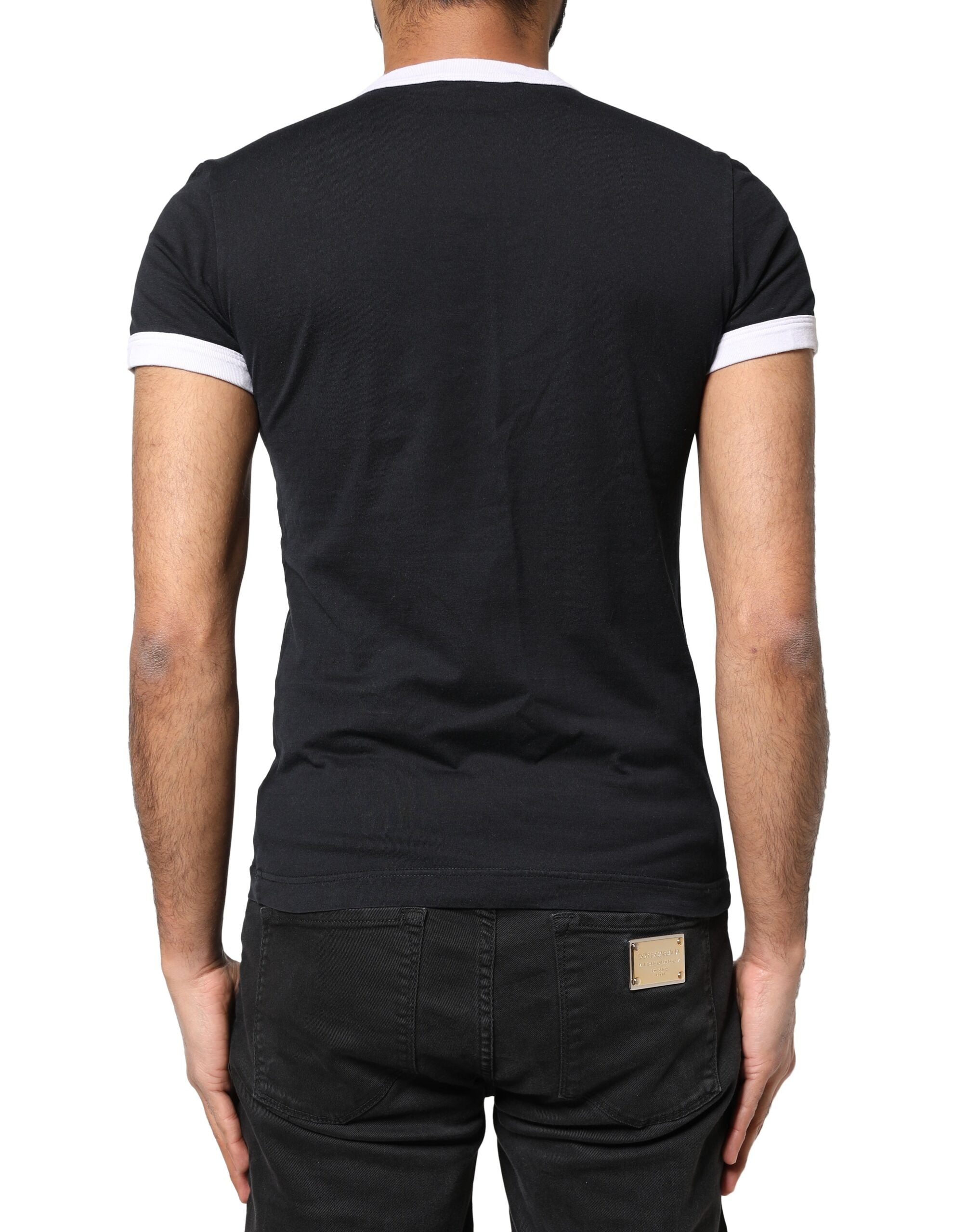 Black Sicilia Crew Neck Short Sleeve T-shirt