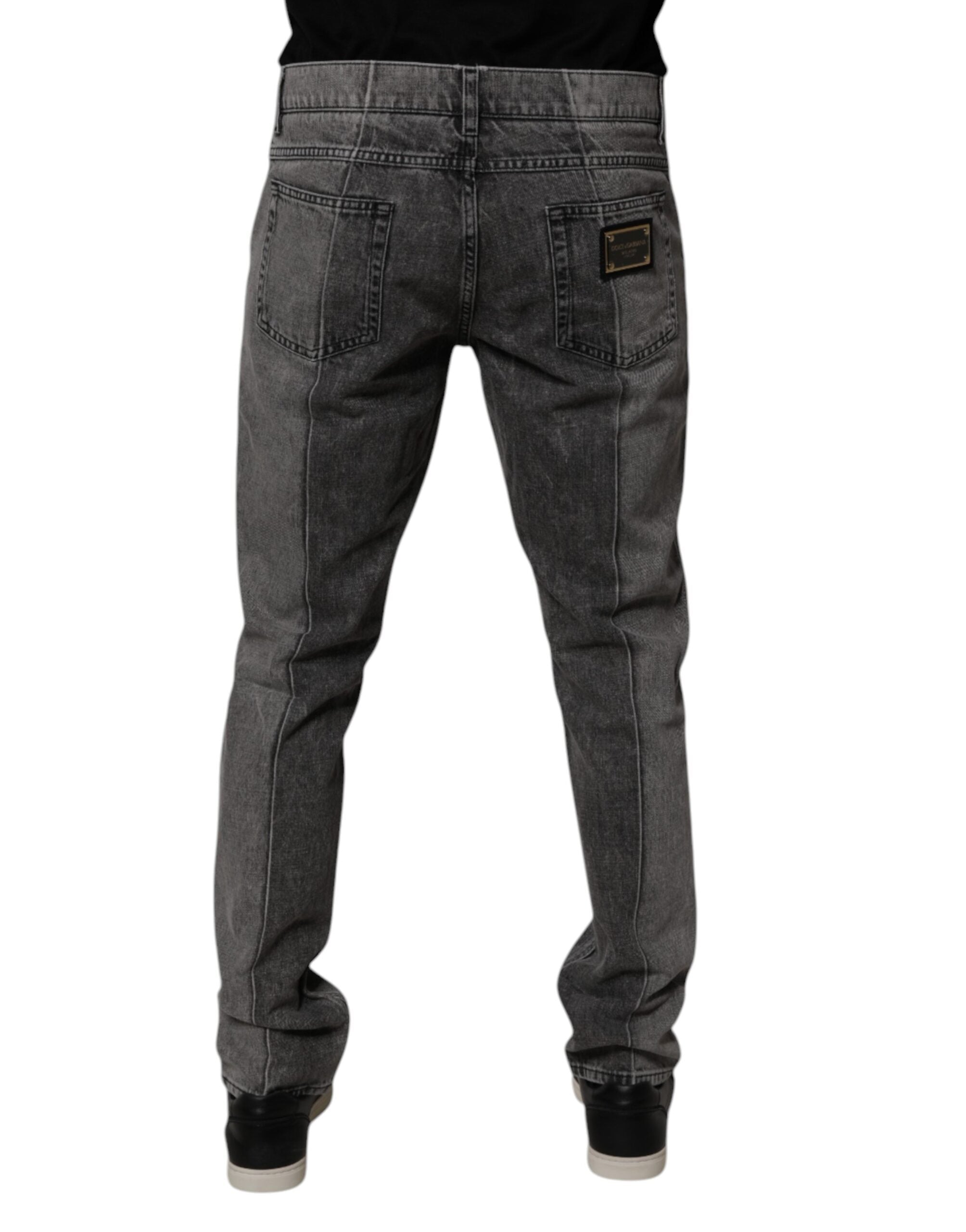 Two Tone Gray Cotton Denim Jeans