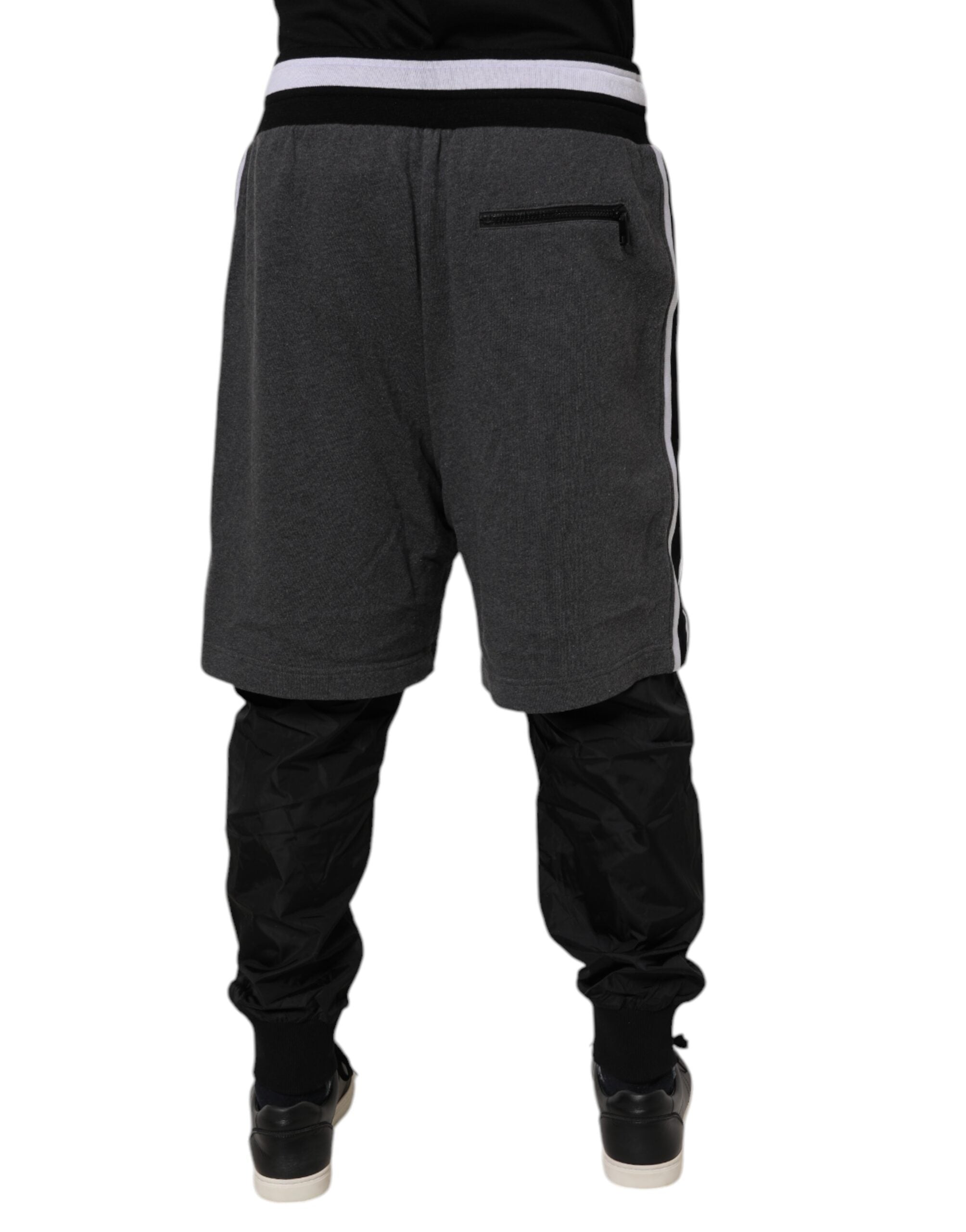 Black Gray Cotton Layered Men Sweatpants Pants