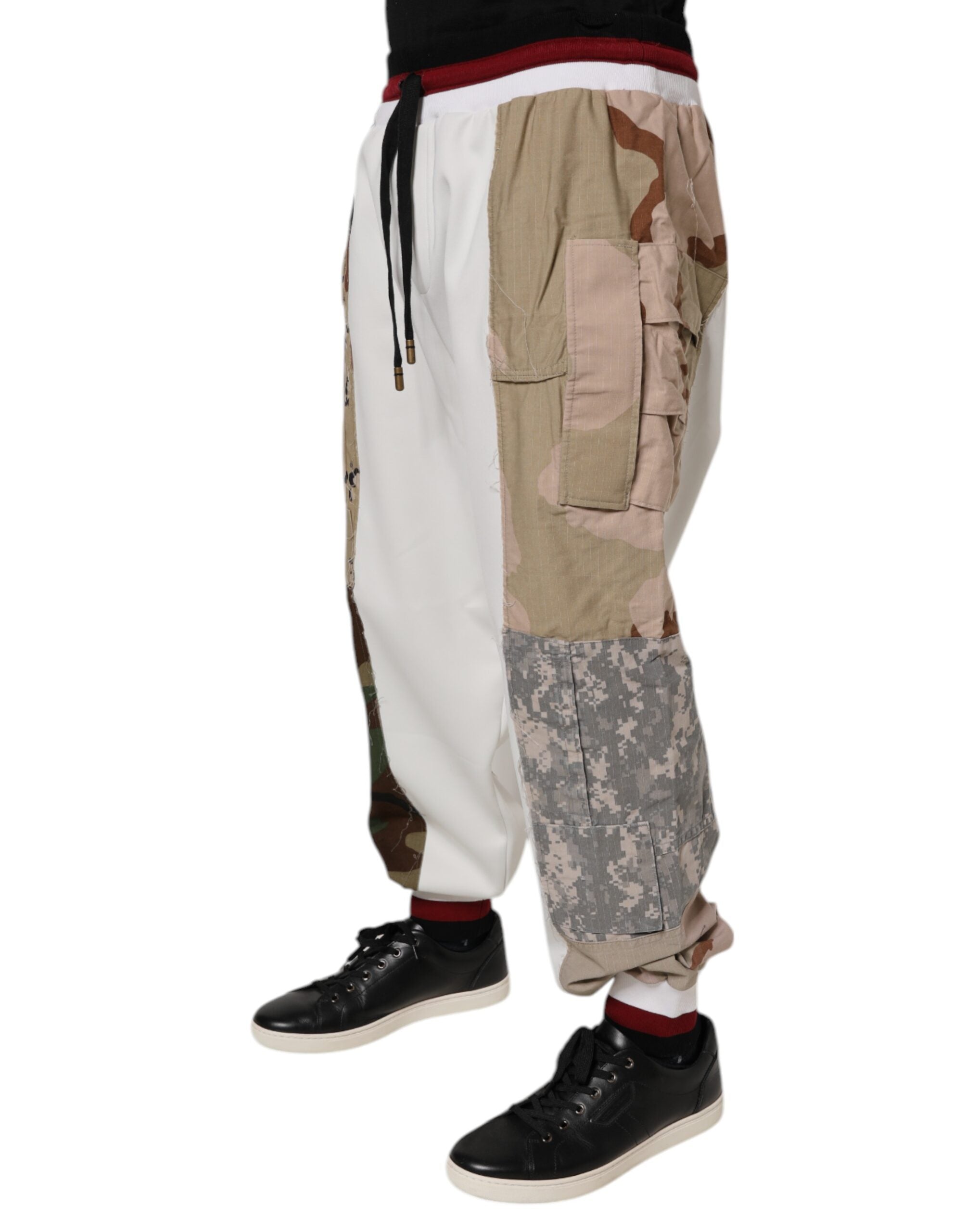 White Camouflage Patchwork Sweatpants Pants
