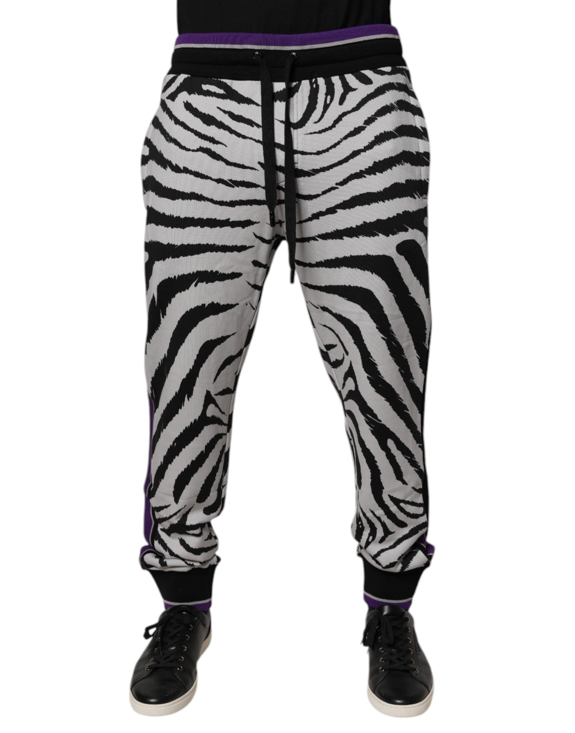 Black White Zebra Men Jogger Sweatpants Pants