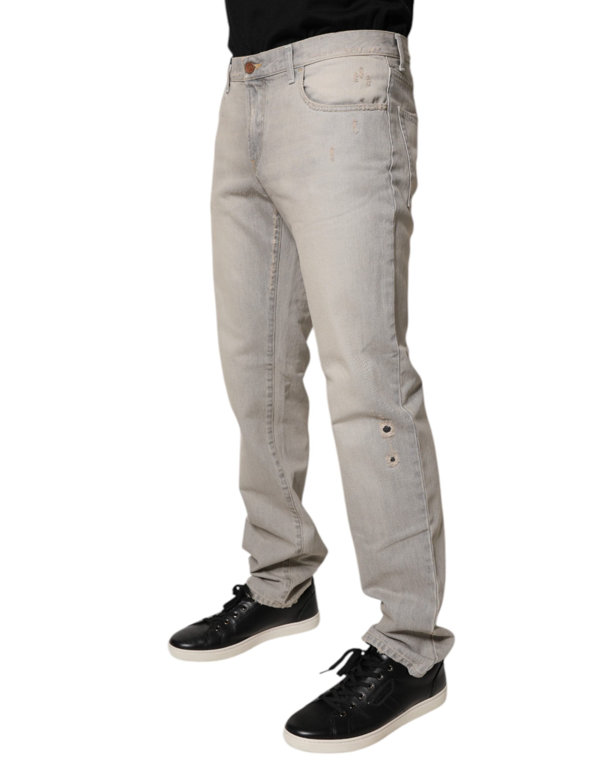 Light Gray Cotton Skinny Denim Jeans