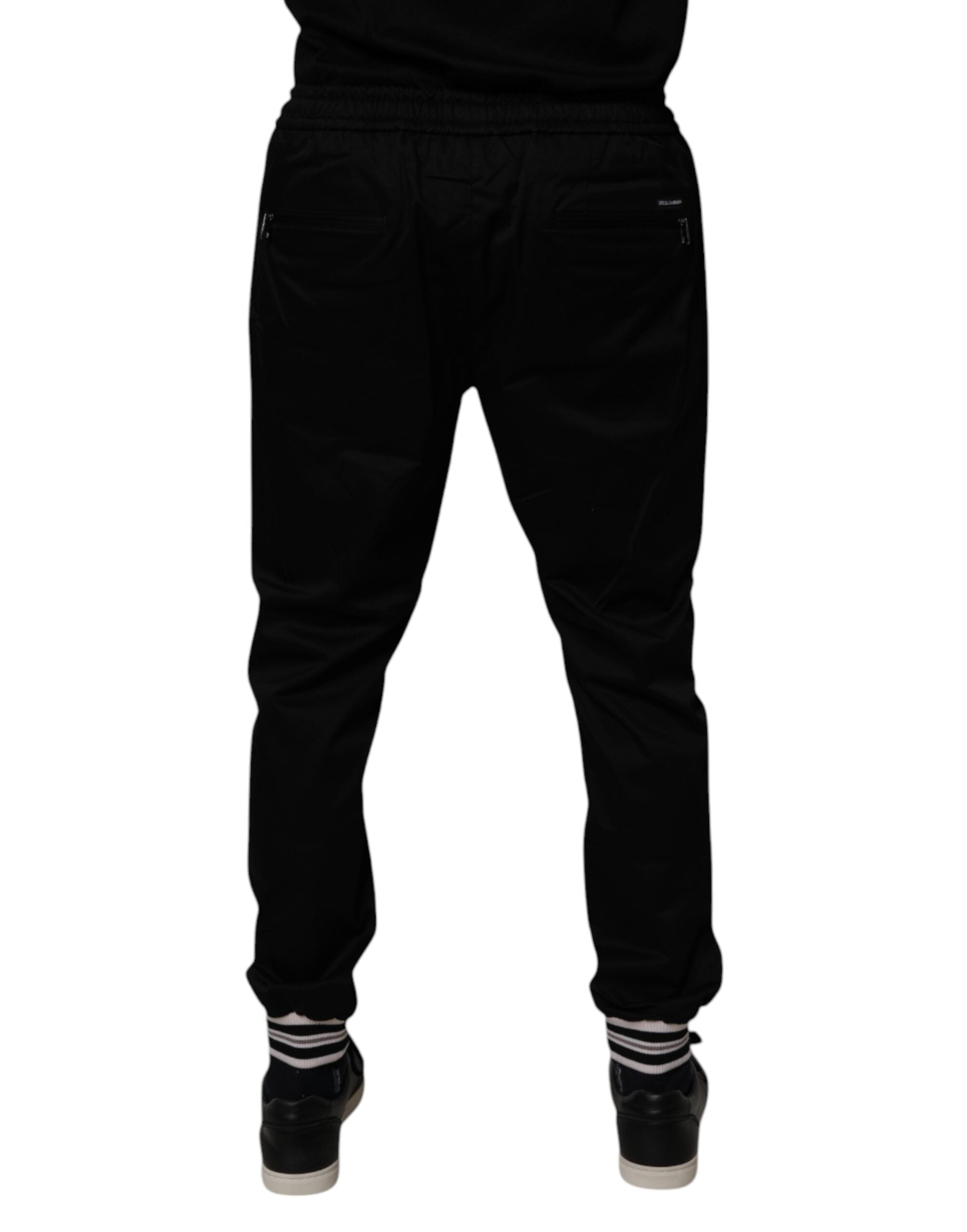 Black Cotton Stretch Jogger Sweatpants Pants