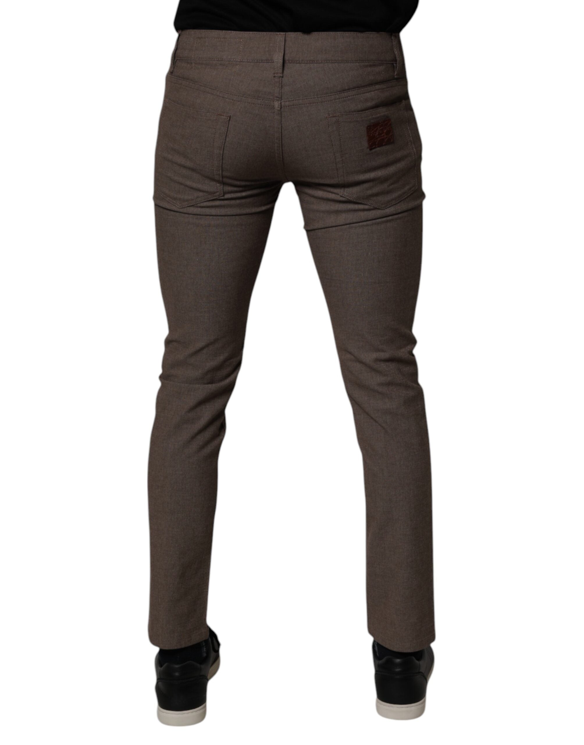 Brown Cotton Stretch Chino Pants
