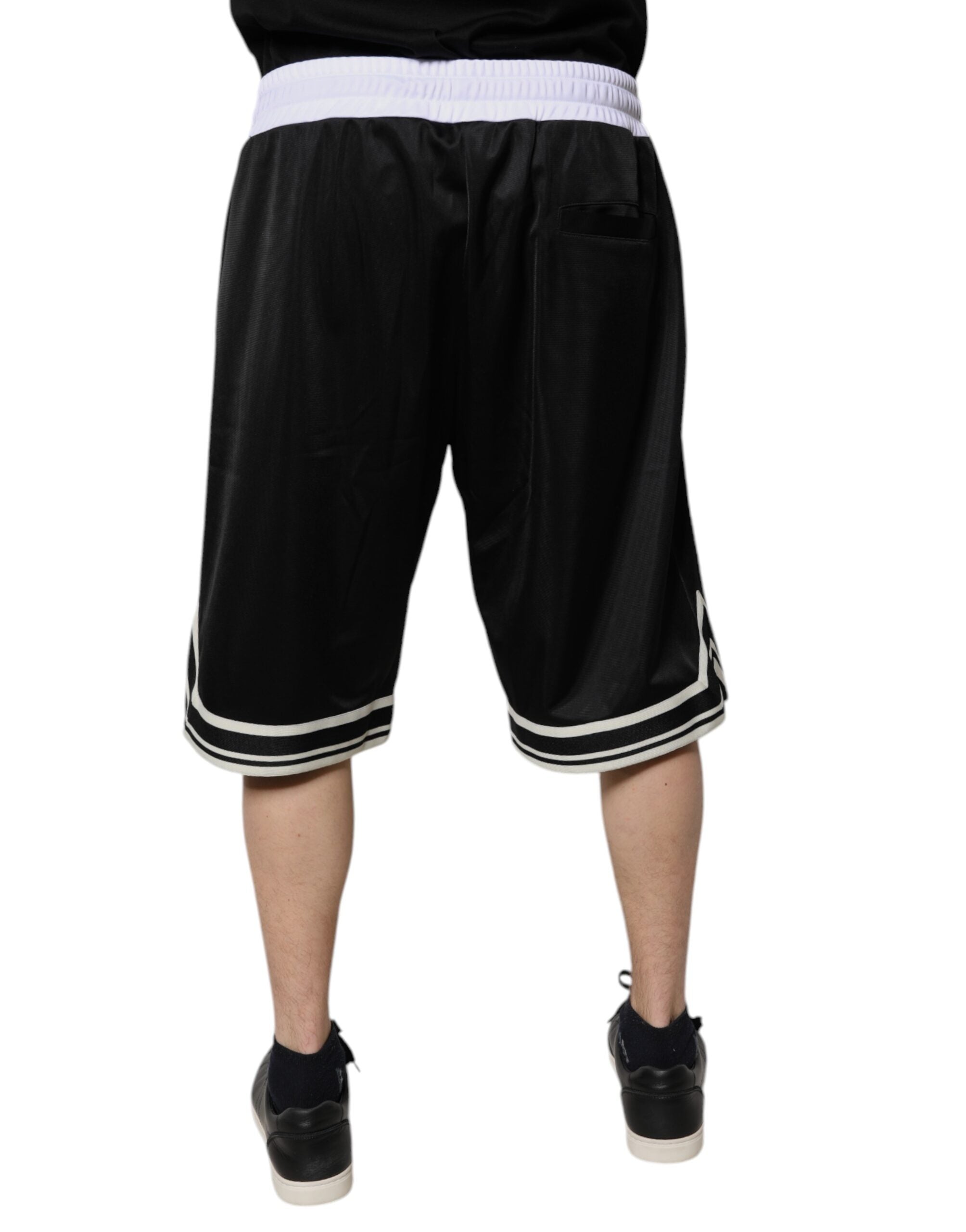Black White Men Bermuda Sweatshorts Shorts