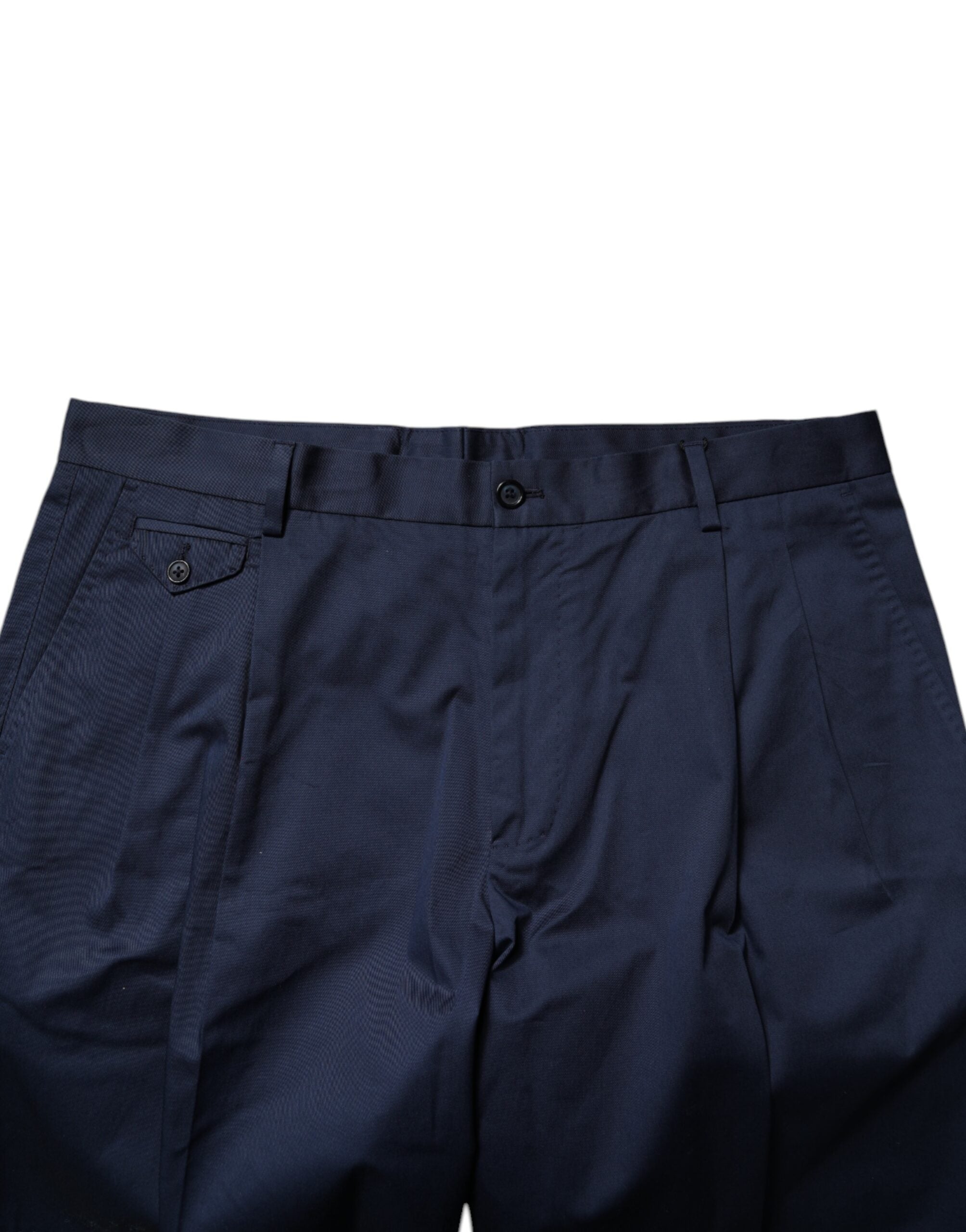 Dark Blue Cotton Mid Waist Men Bermuda Shorts