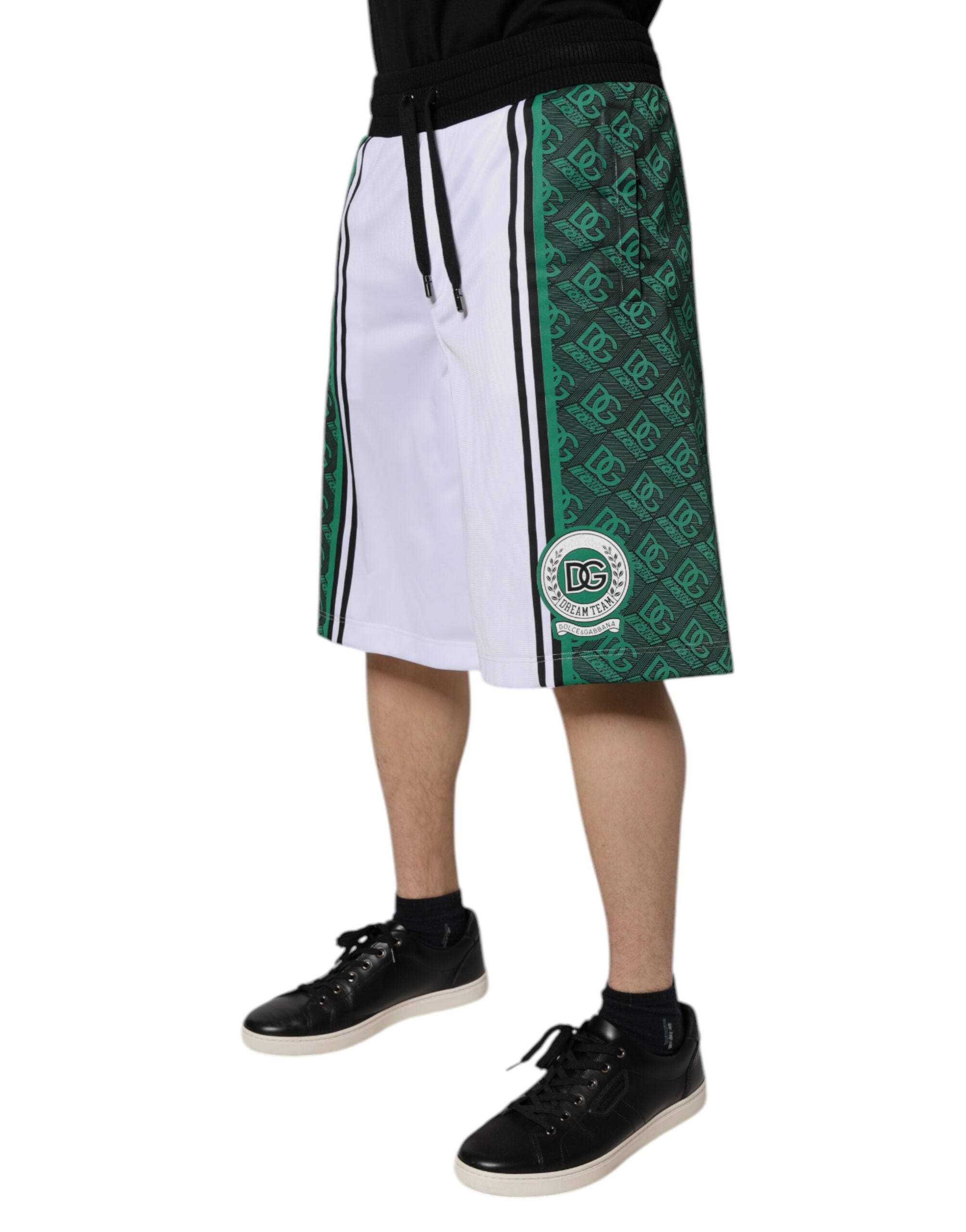 White Green Men Jersey Sweatshorts Shorts