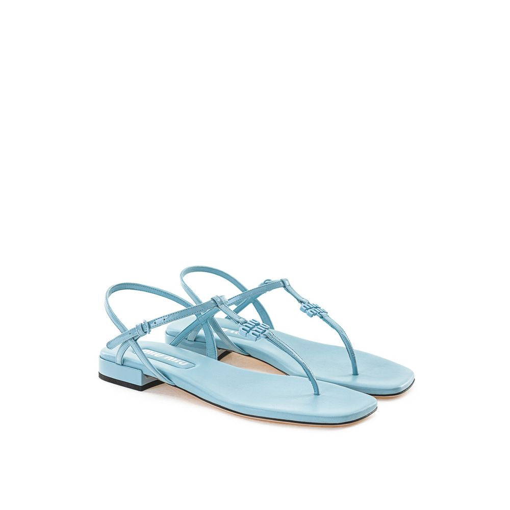 Blue Patent Leather Flip-Flop Sandals