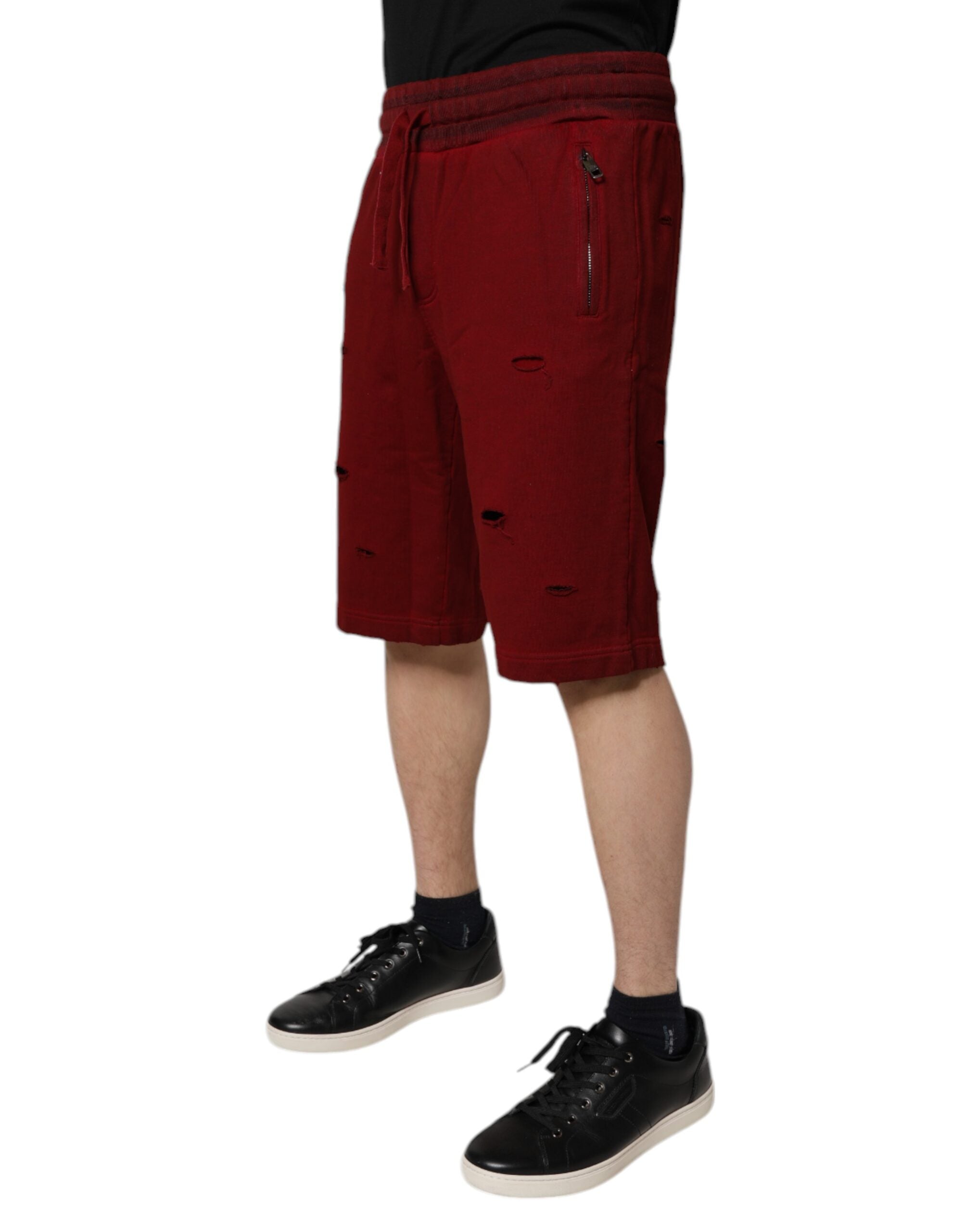 Bordeaux Cotton Bermuda Men Sweatshorts Shorts