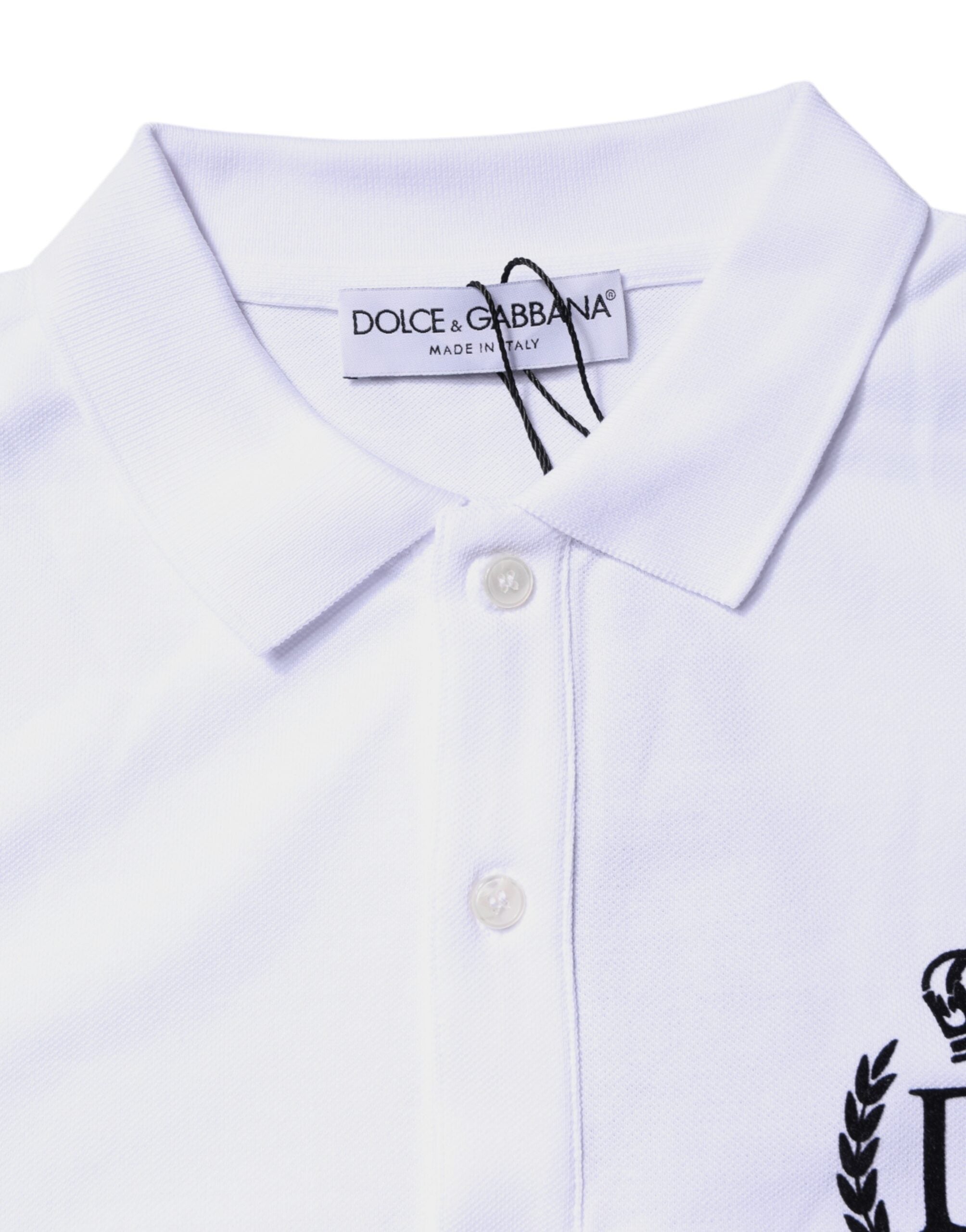 White Cotton Crown Collared Men Polo T-shirt