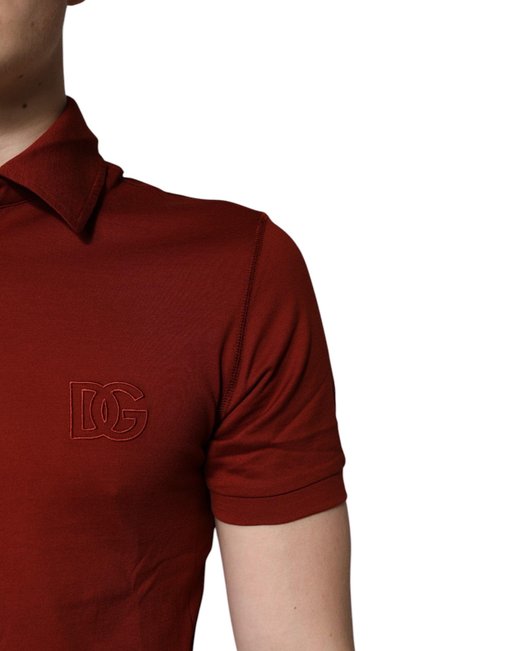 Red Cotton DG Logo Collared Men Polo T-shirt
