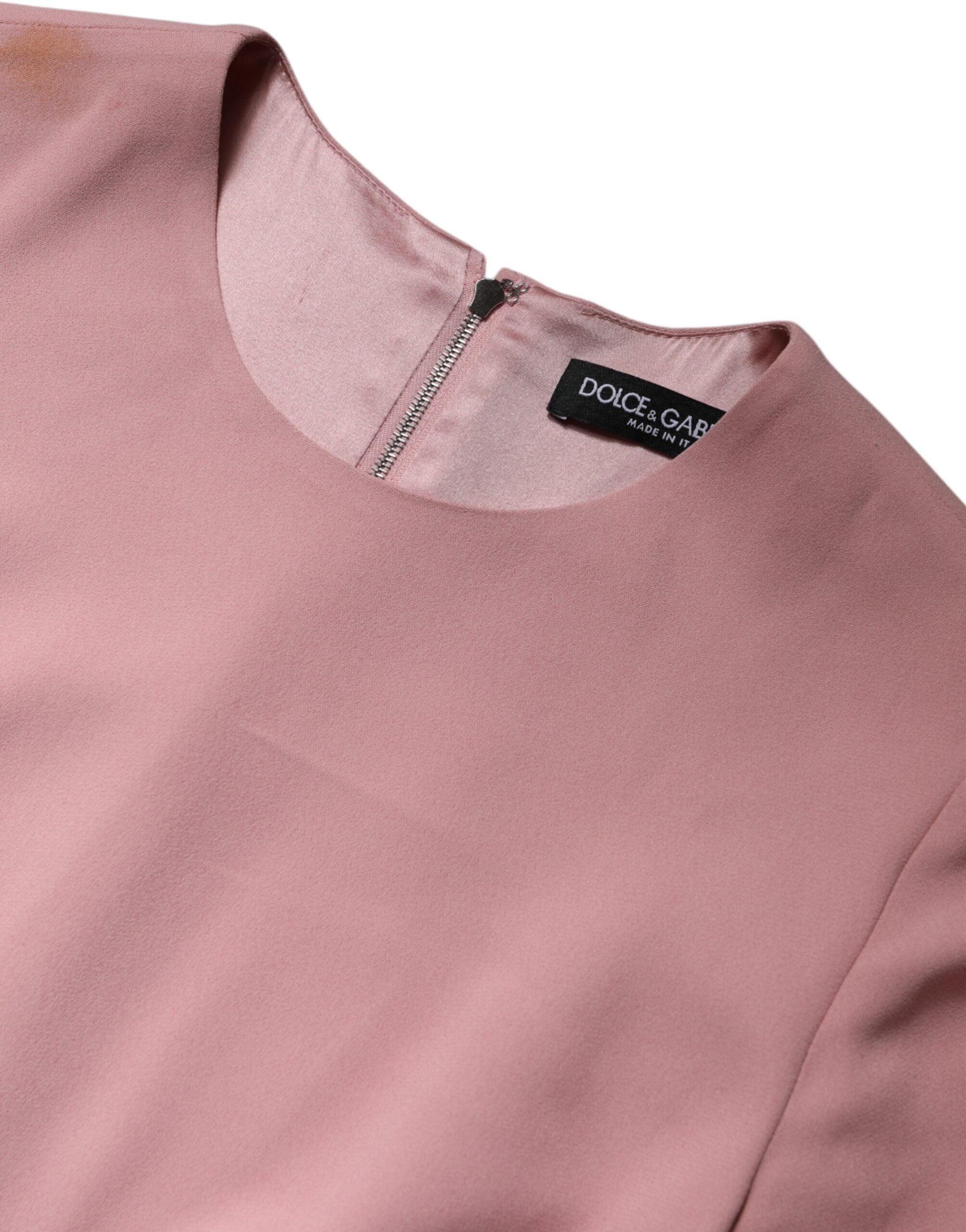 Pink A-line Flare Viscose 3/4 Sleeves Dress