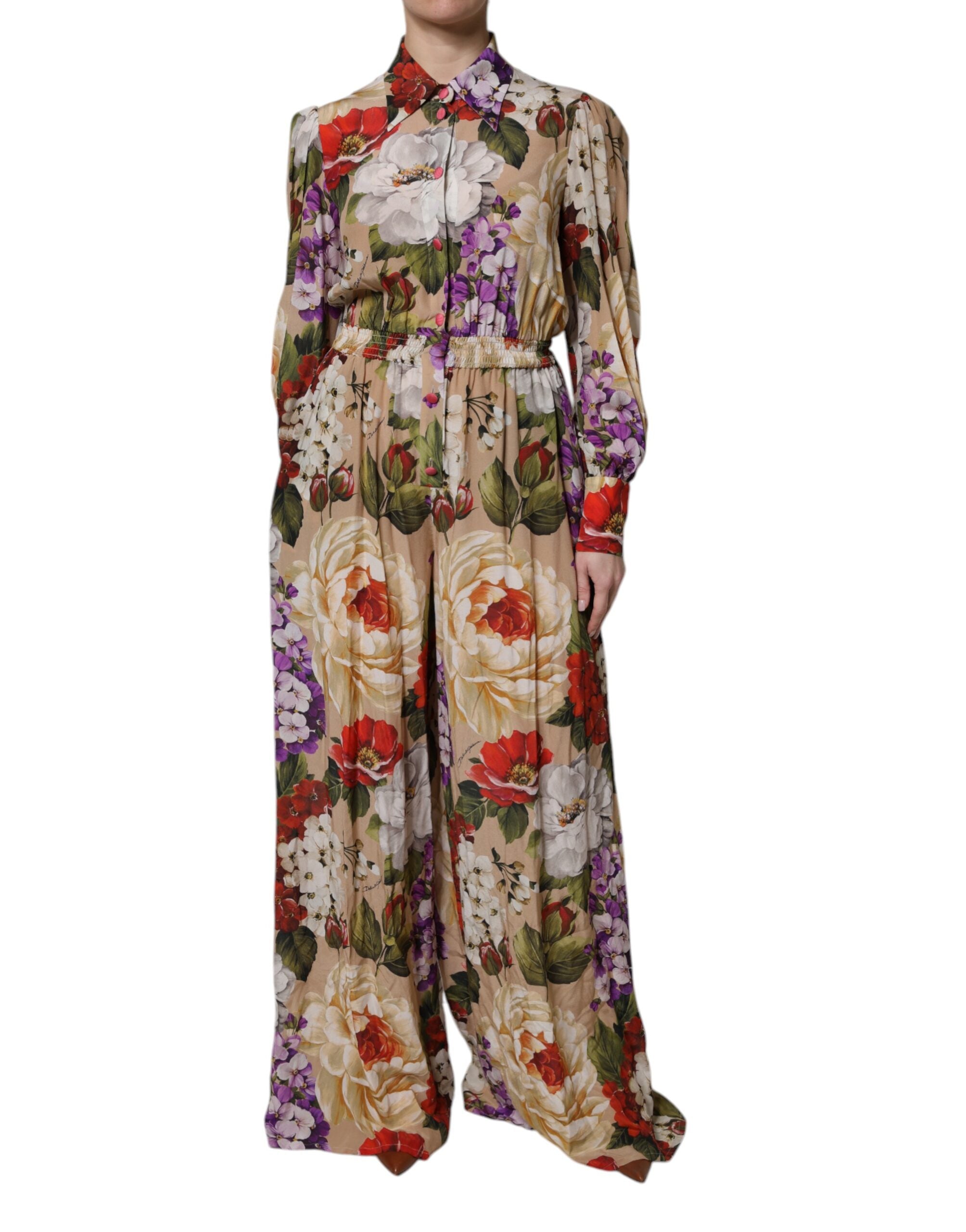Multicolor Floral Wide Leg Jumpsuit Dress
