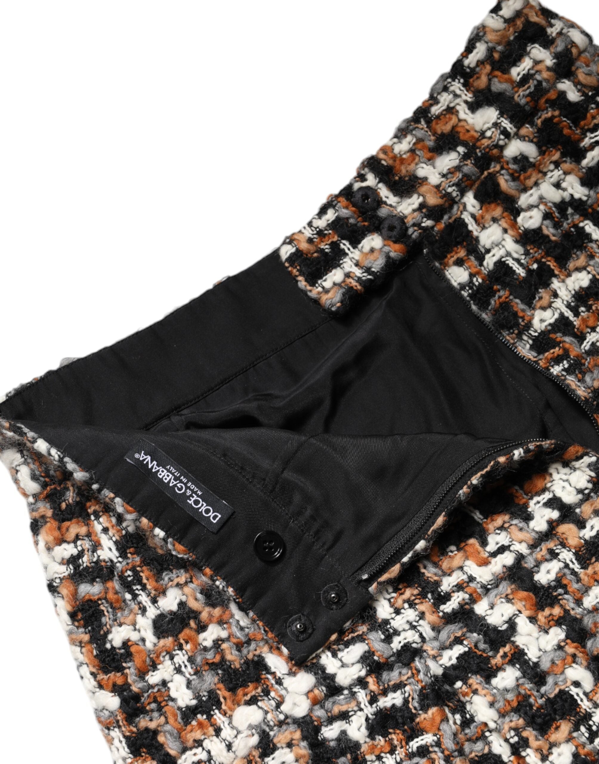 Multicolor High Waist Tartan Tweed Mini Skirt