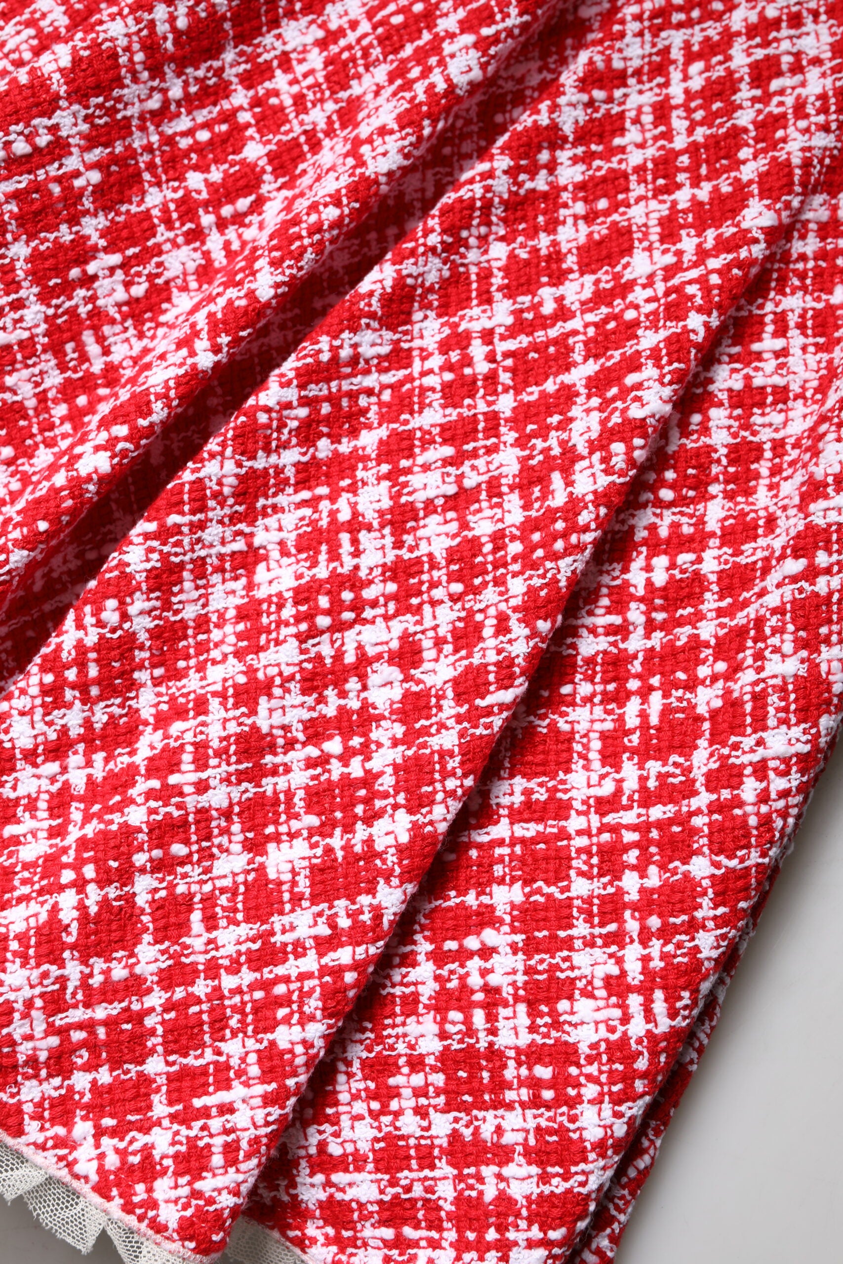 Red White High Waist A-line Above Knee Skirt