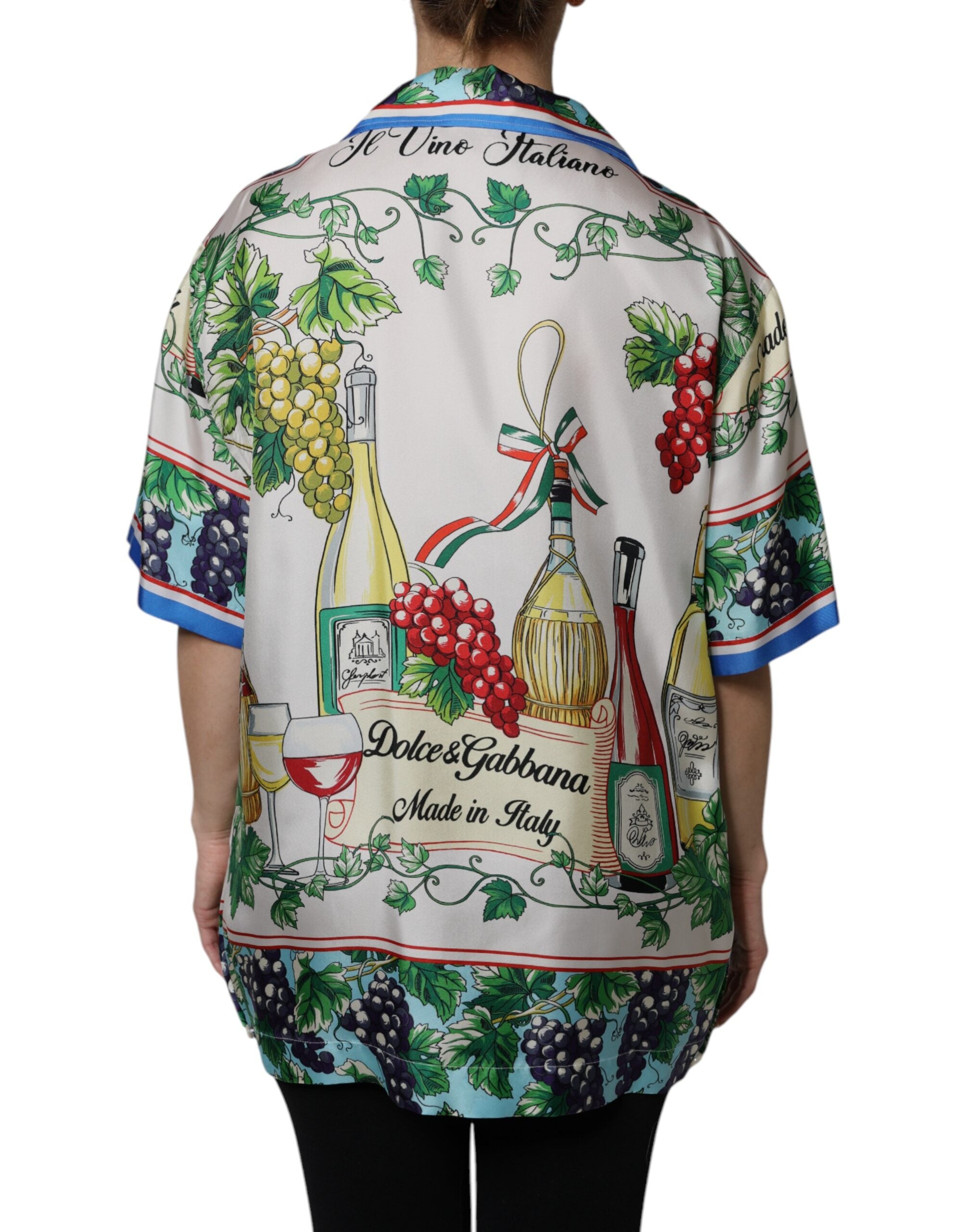 Multicolor Short Sleeve Silk Food Shirt Top