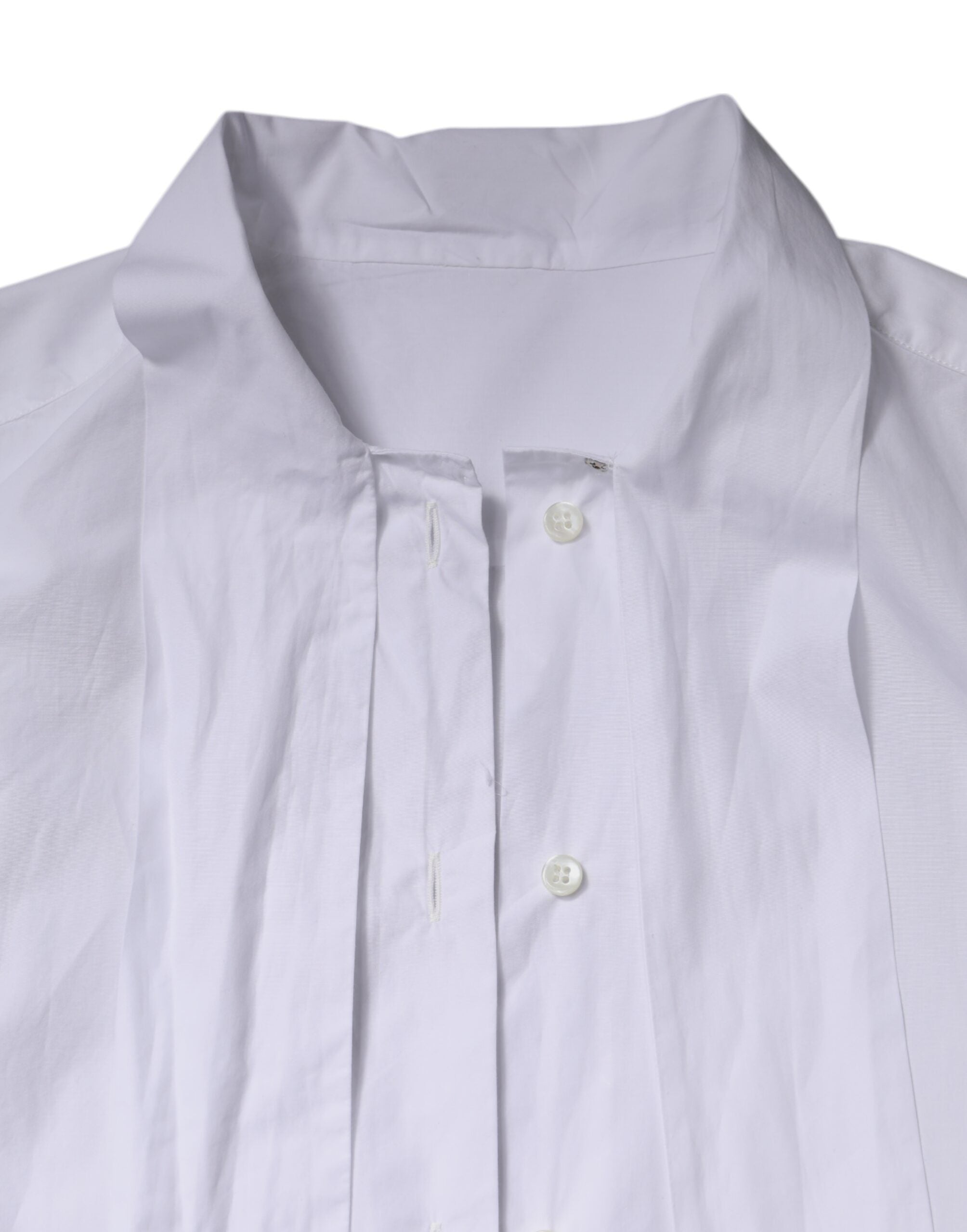 White Ascot Collar Long Sleeve Blouse Top