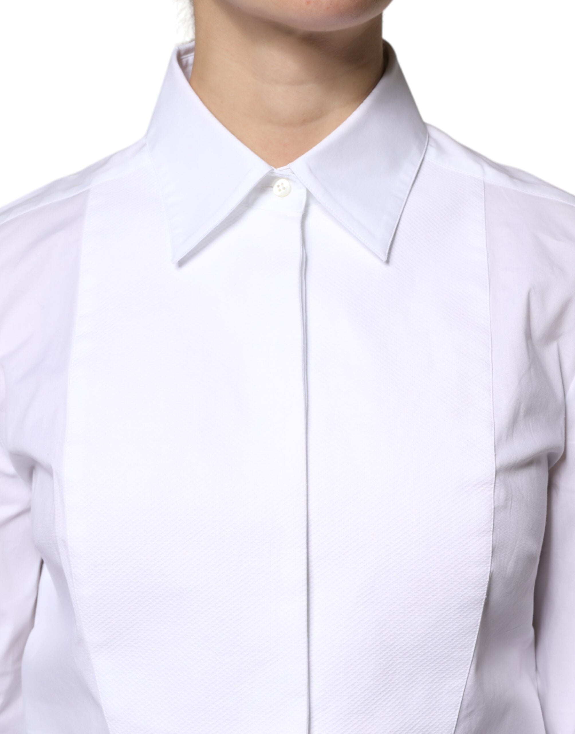 White Cotton Dress Collared Dress Shirt Top