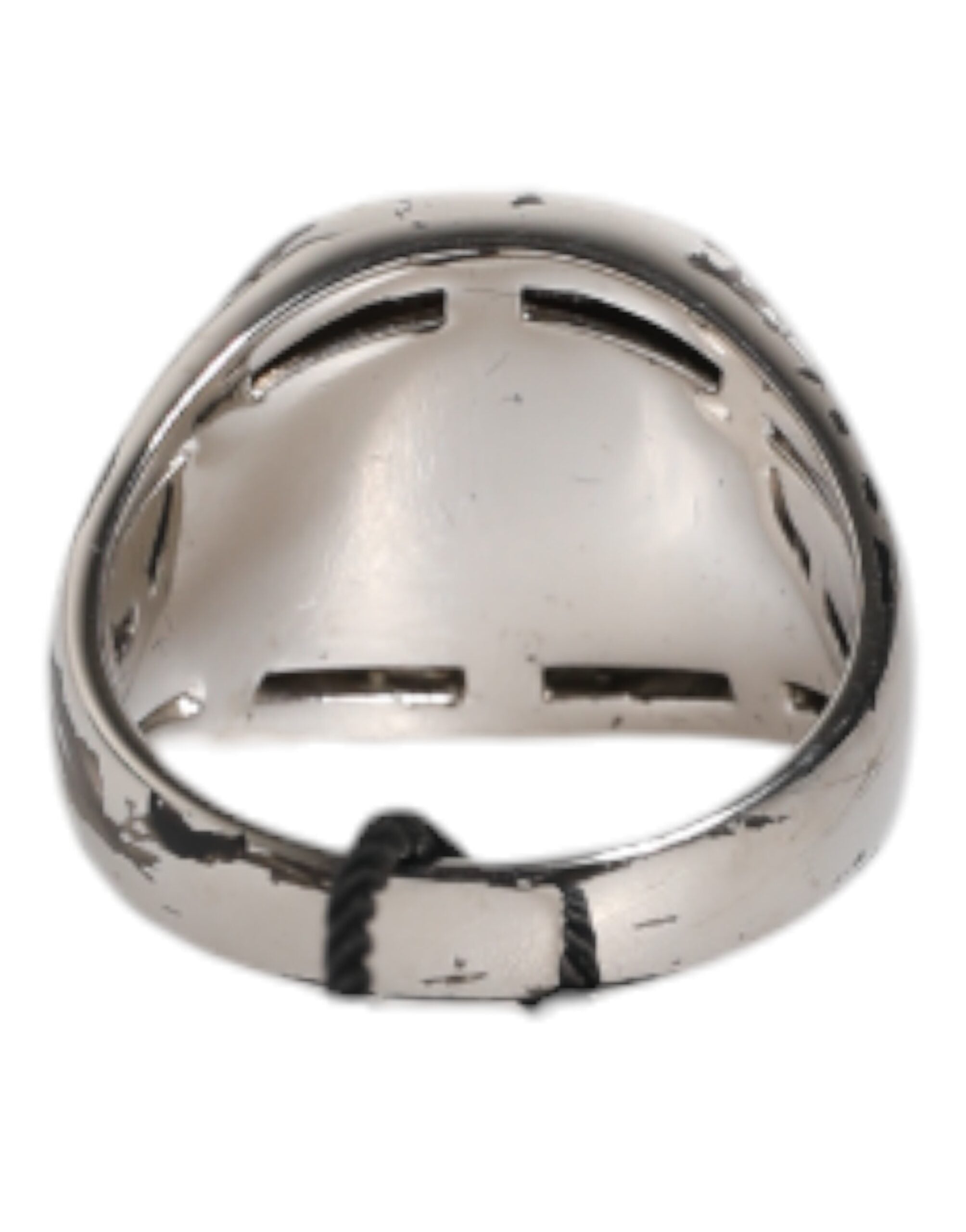 Silver Tone Engraved Two Color Real Brass Ring