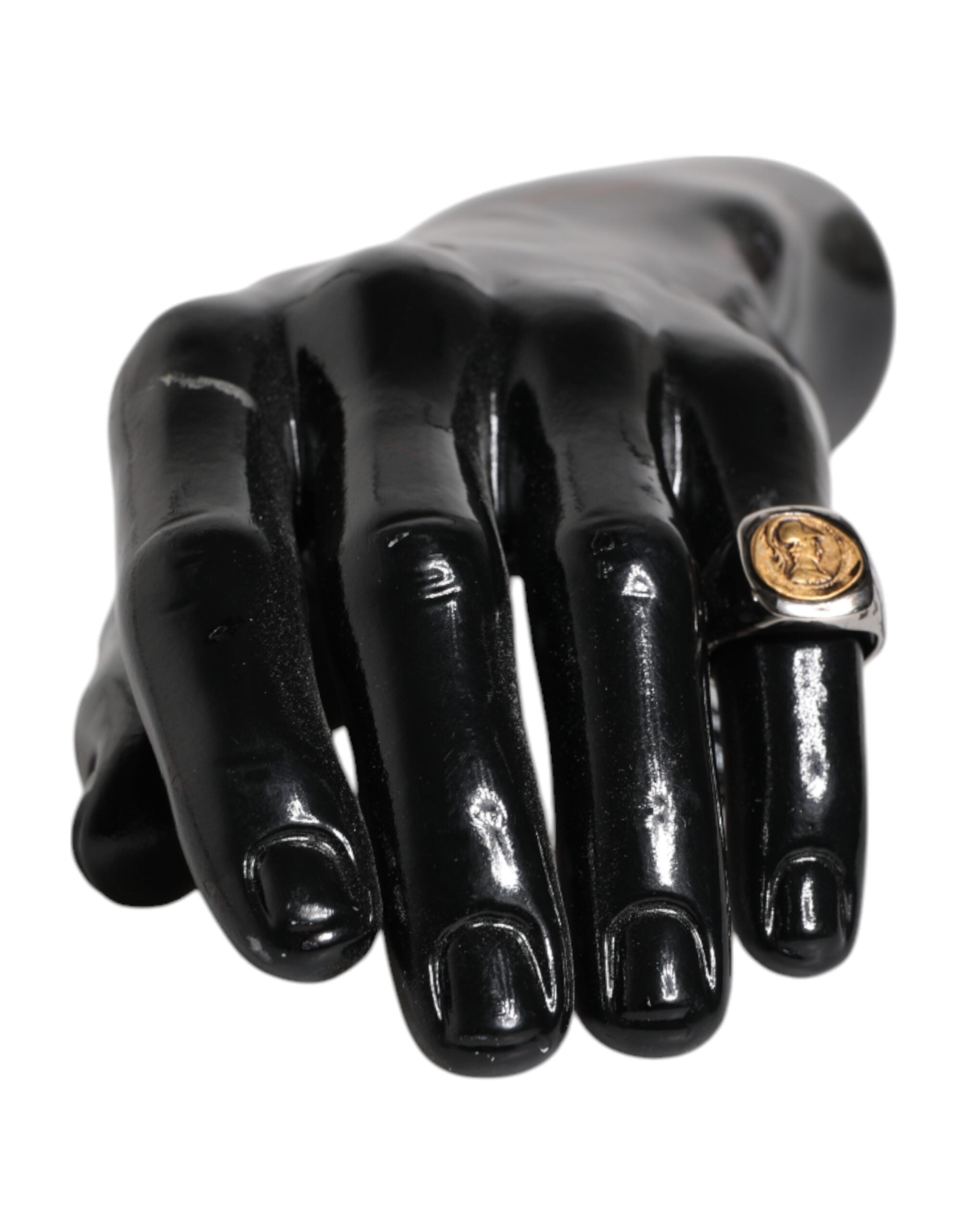 Silver Tone Engraved Two Color Real Brass Ring