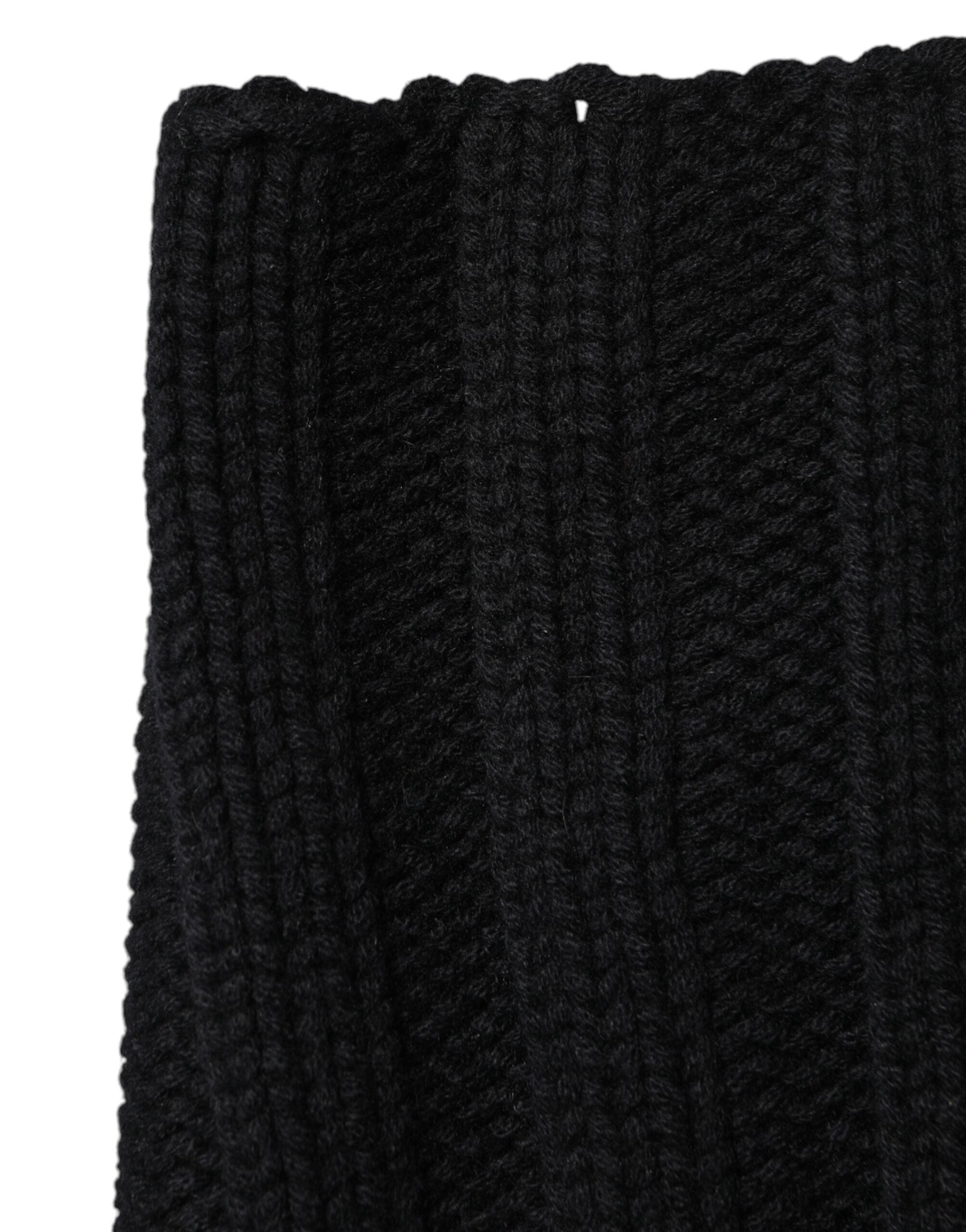 Black Cashmere Knitted Neck Warmer Foulard Scarf