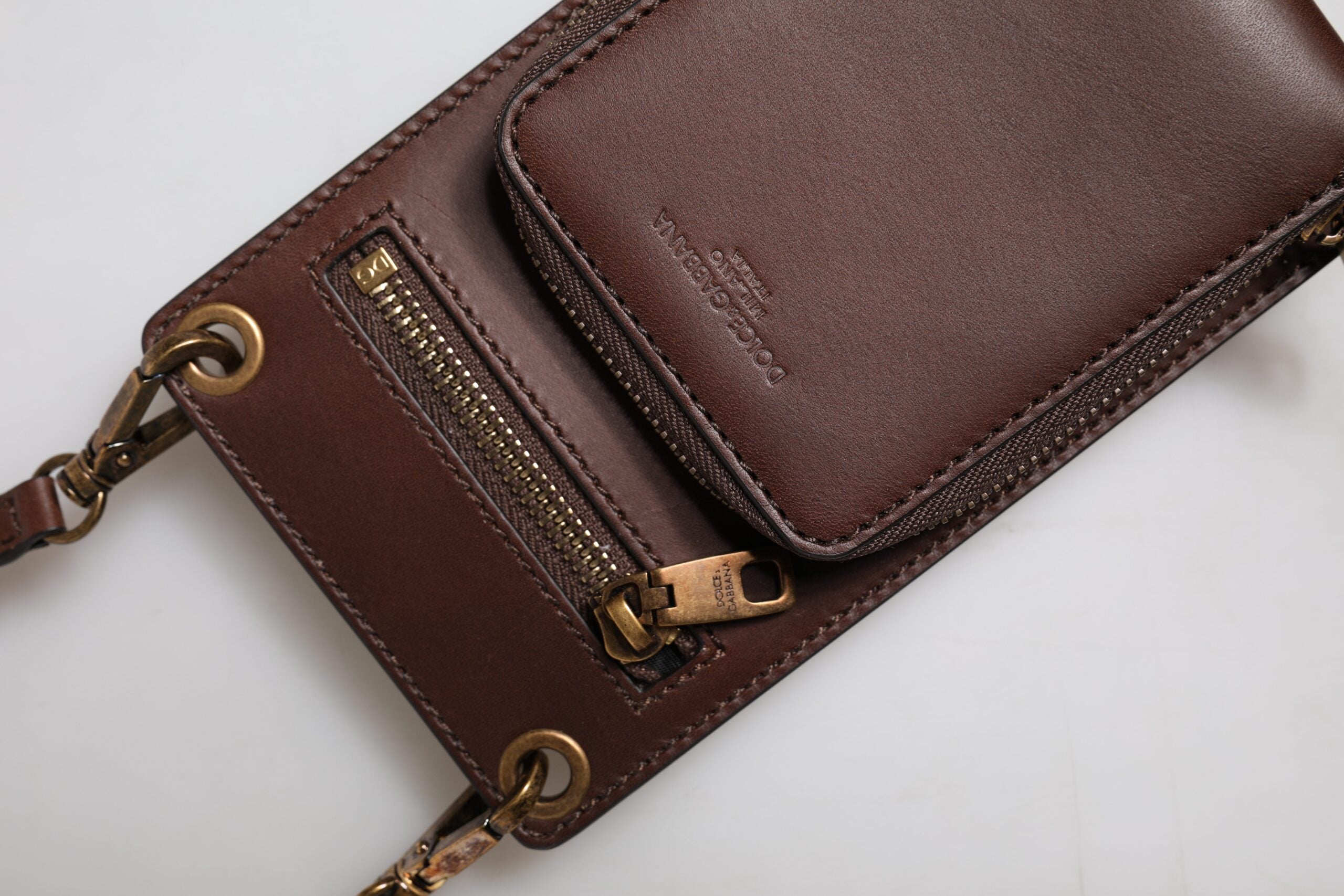 Brown Leather Neck Strap Cross Body Sling Bag