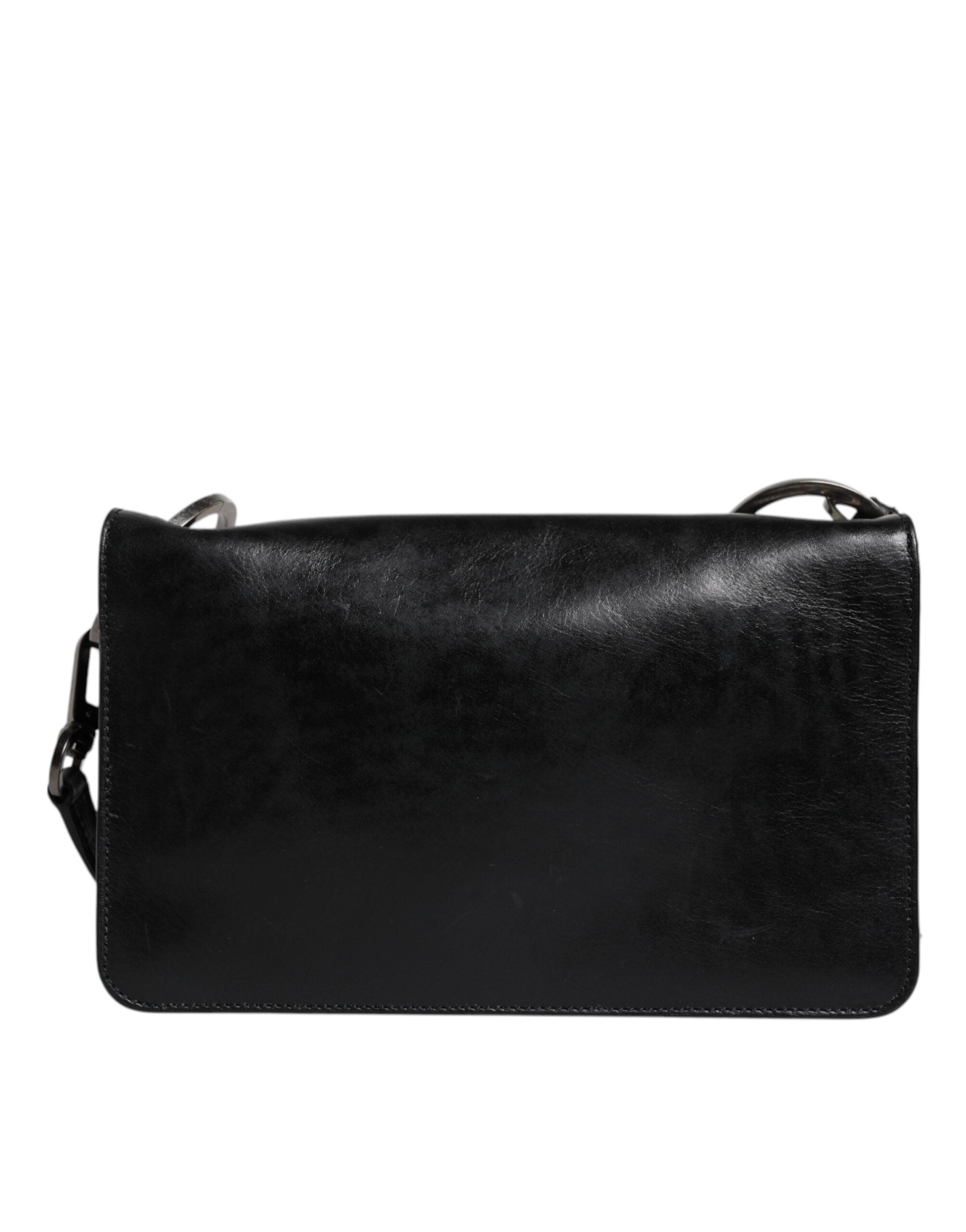 Black Leather Logo Purse Shoulder Crossbody Bag