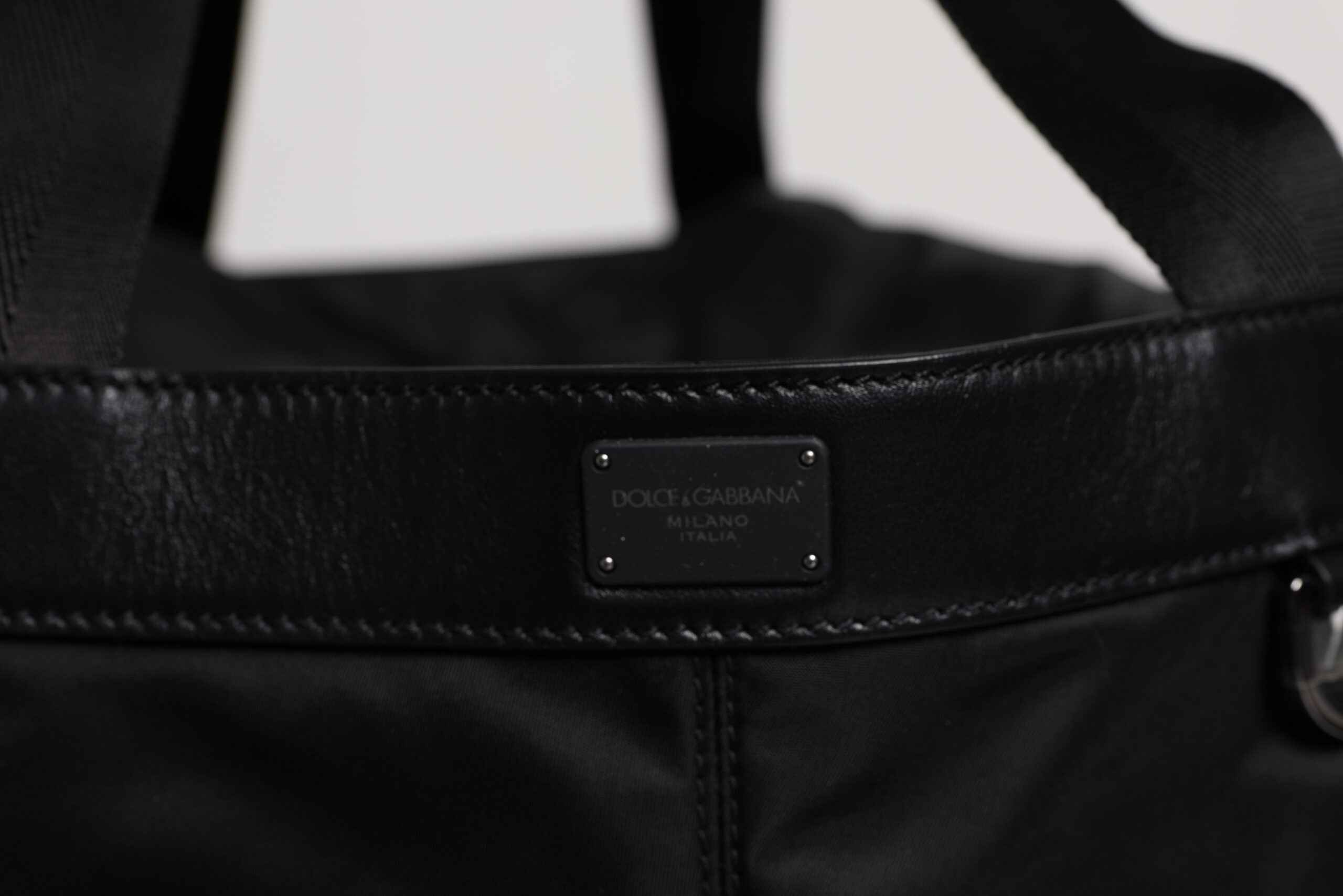 Black Nylon White Iconic Logo Shoulder Bucket Bag