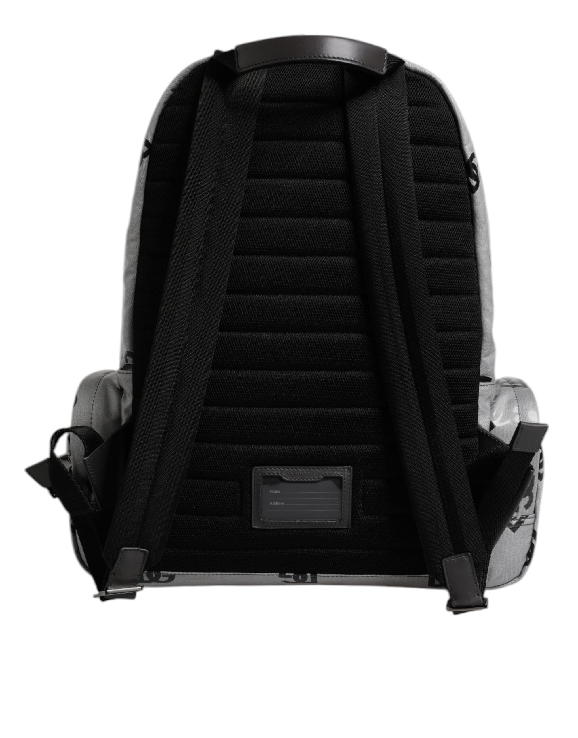 Polyester Gray Black DG Logo Plaque Backpack Bag