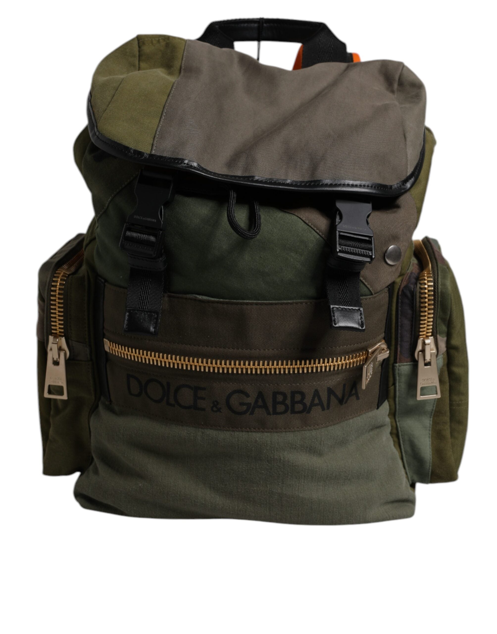 Military Green Patchwork Travel Backpack Bag