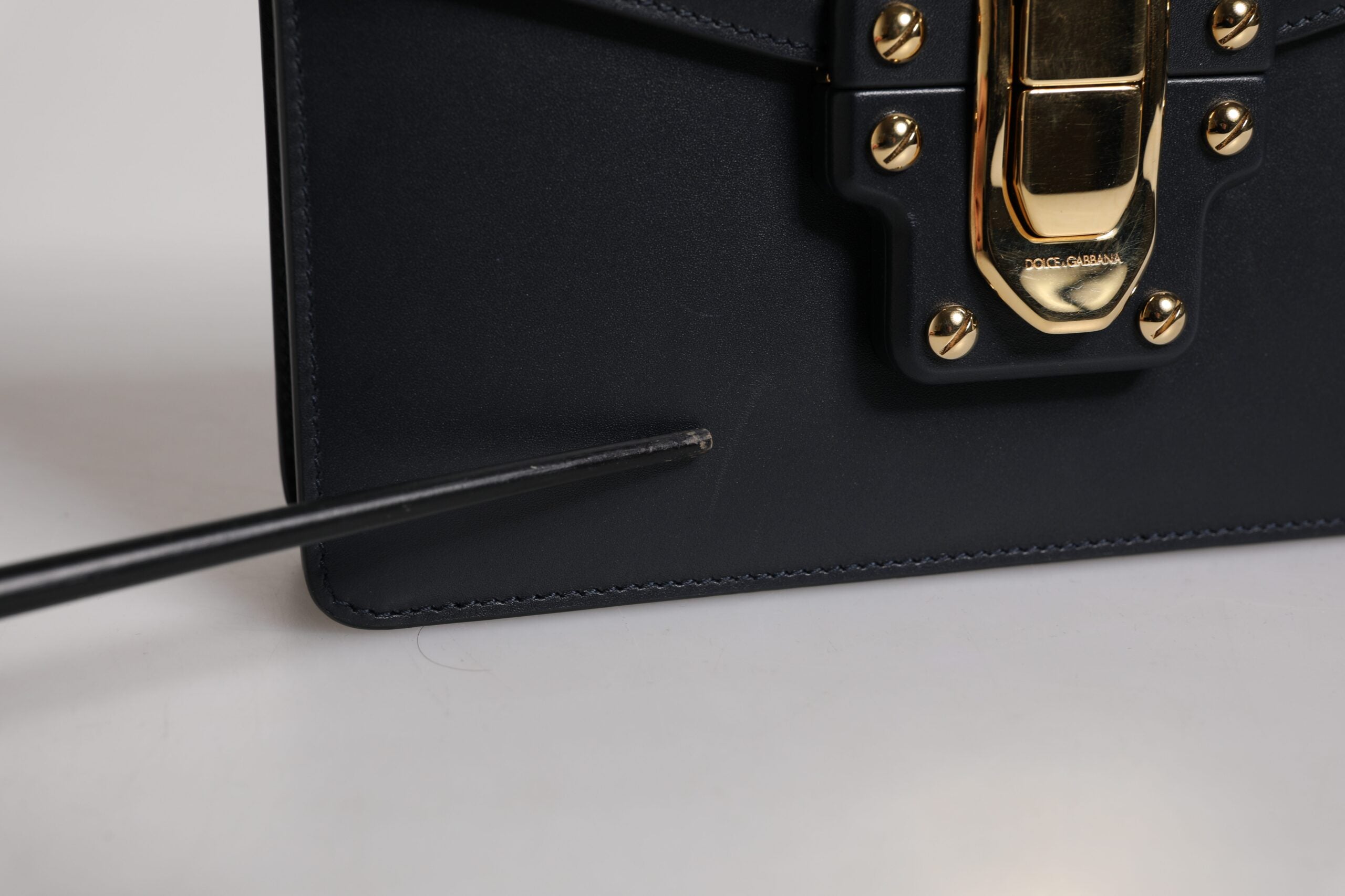 Black Calfskin Leather Shoulder Strap Bag