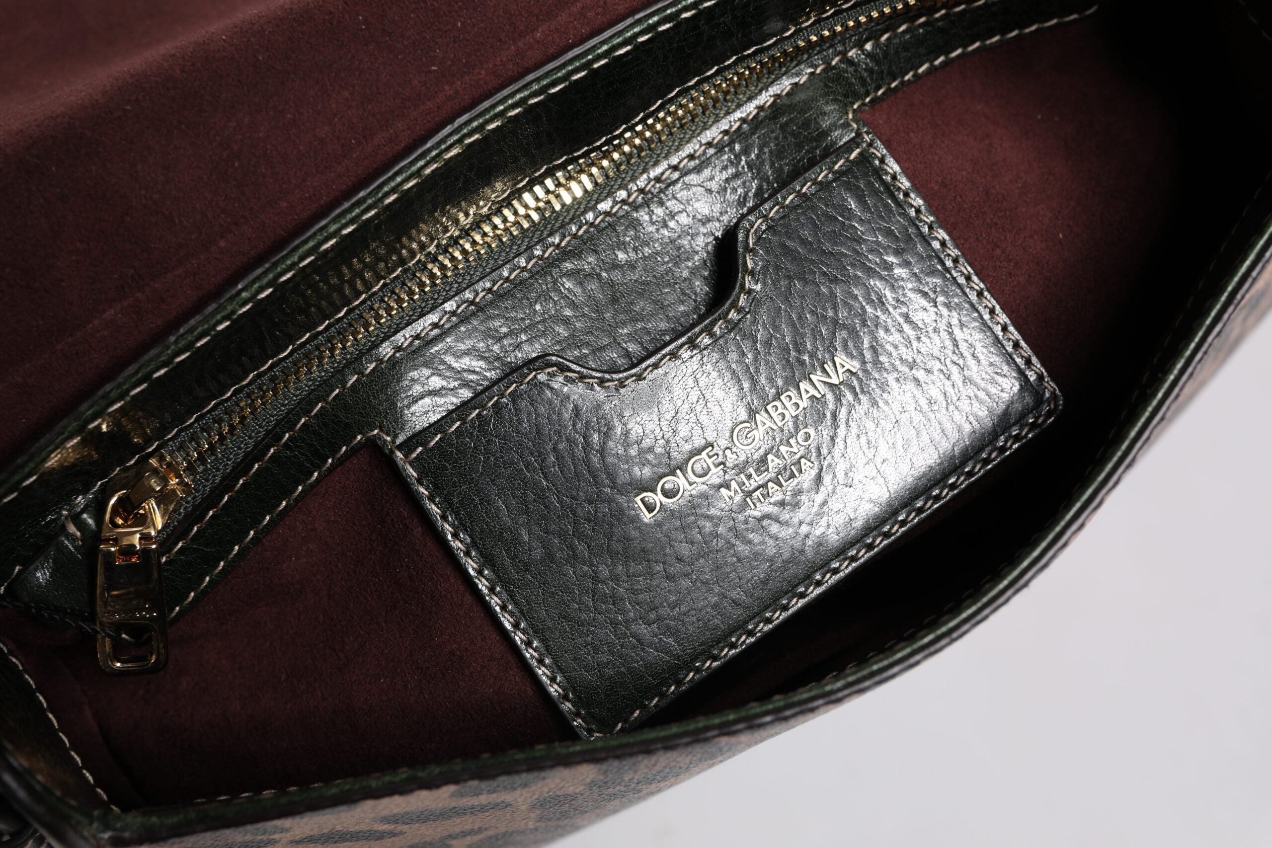 Black Brown Leopard Leather Shoulder Strap Bag