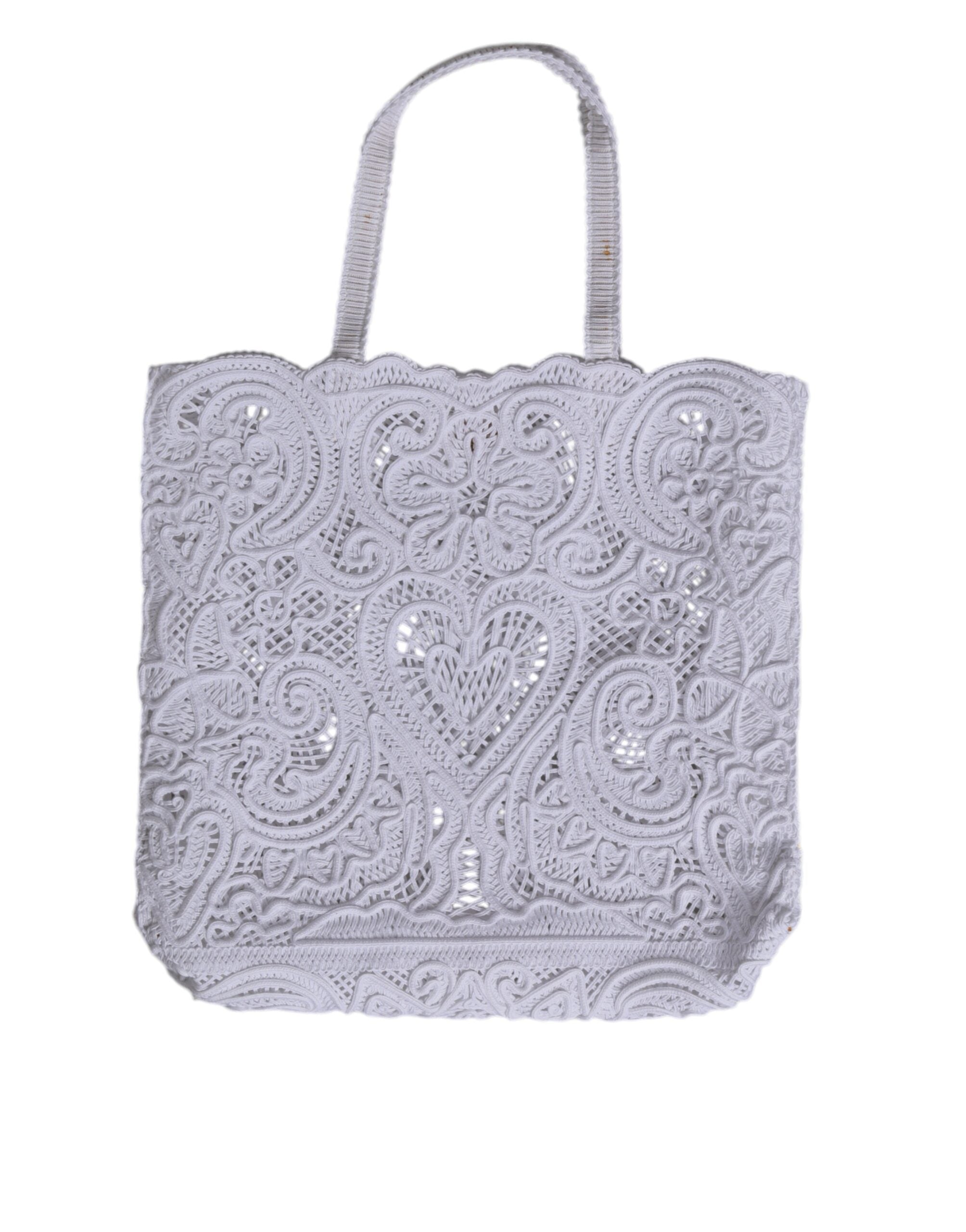 White Cordonetto Lace Beatrice Tote Shopping Bag