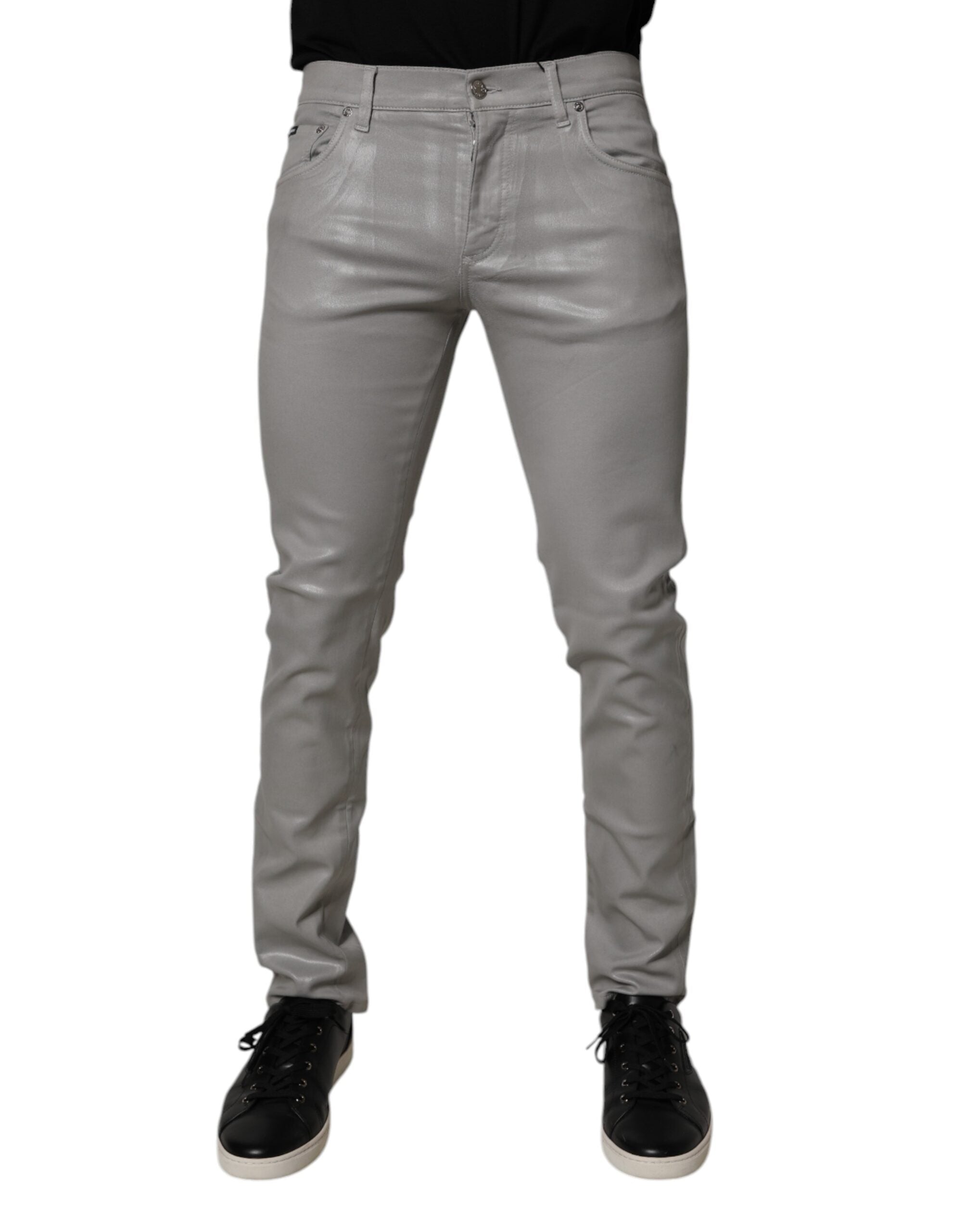 Gray Cotton Stretch Men Slim Fit Denim Jeans