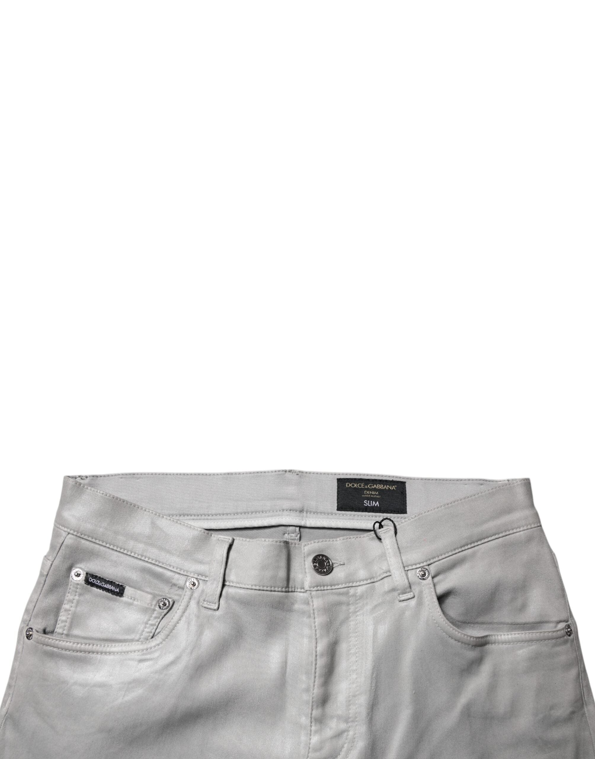 Gray Cotton Stretch Men Slim Fit Denim Jeans