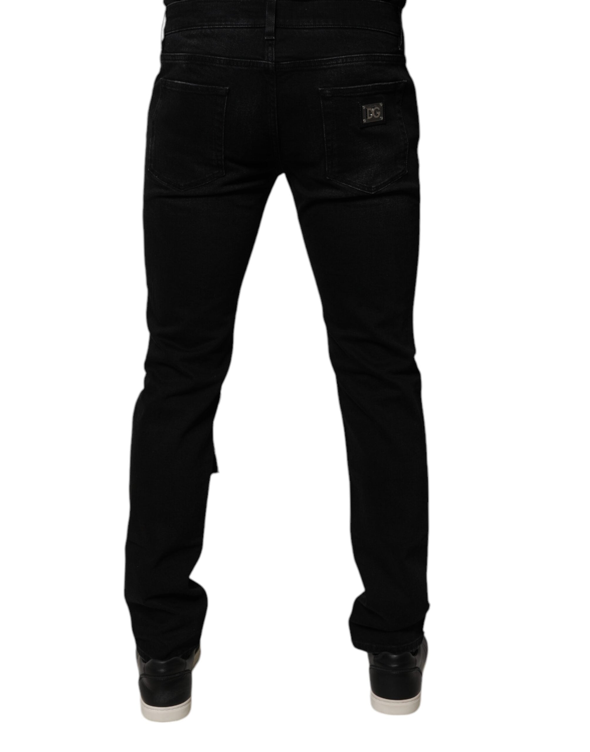 Black Ripped Cotton Skinny Men Denim Jeans