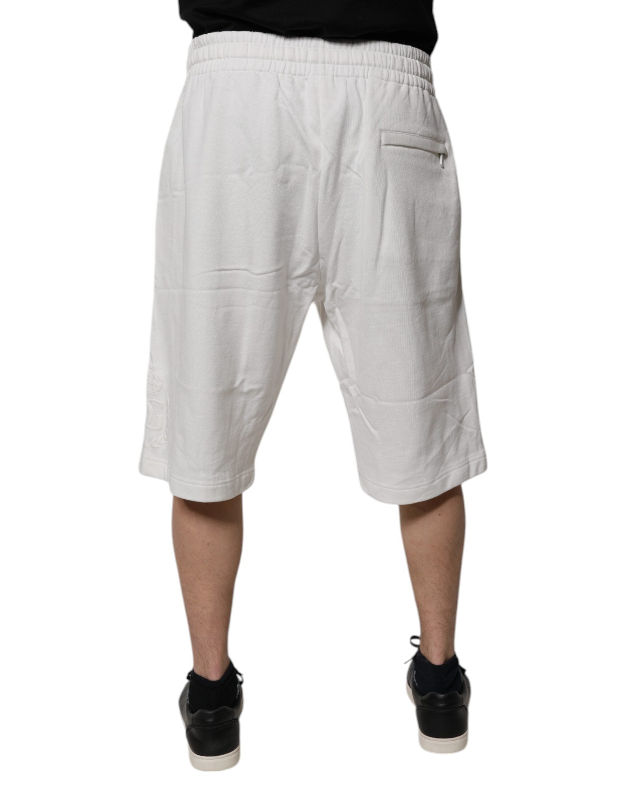 White Cotton Sweatshorts Men Bermuda Shorts