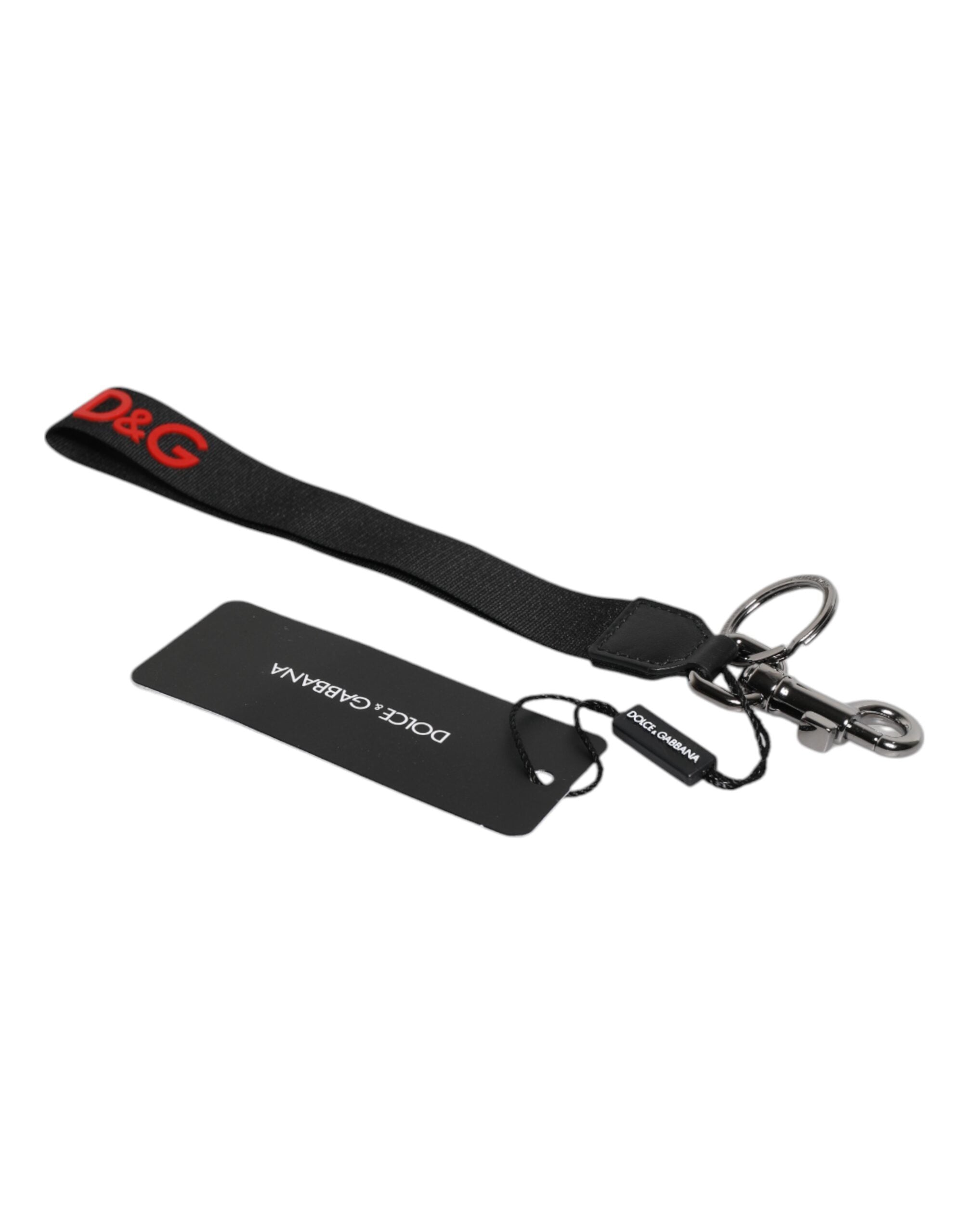 Black Logo Nylon Silver Brass Men Holder Keychain Keyring