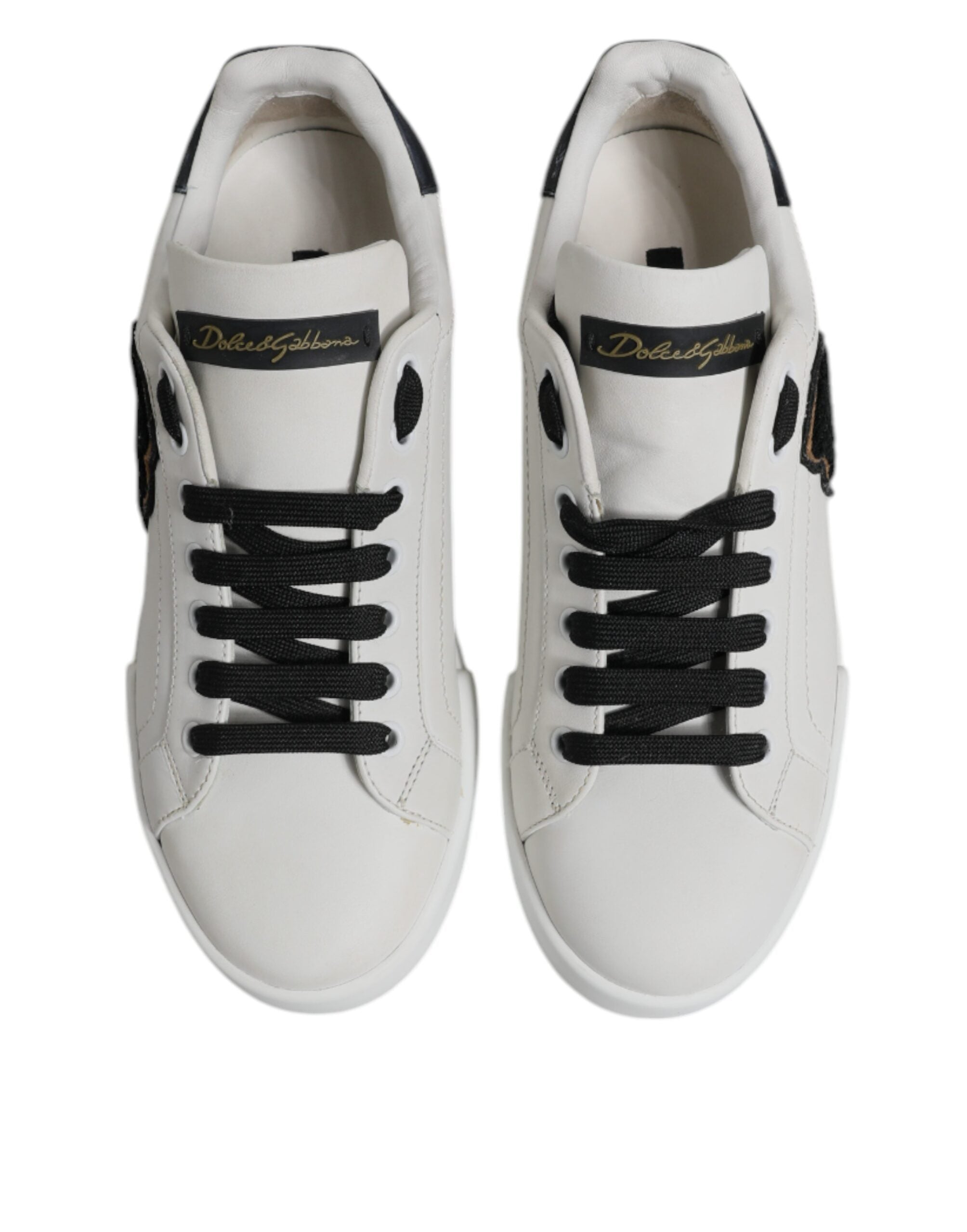 White Leather DG Logo Low Top Sneakers Shoes