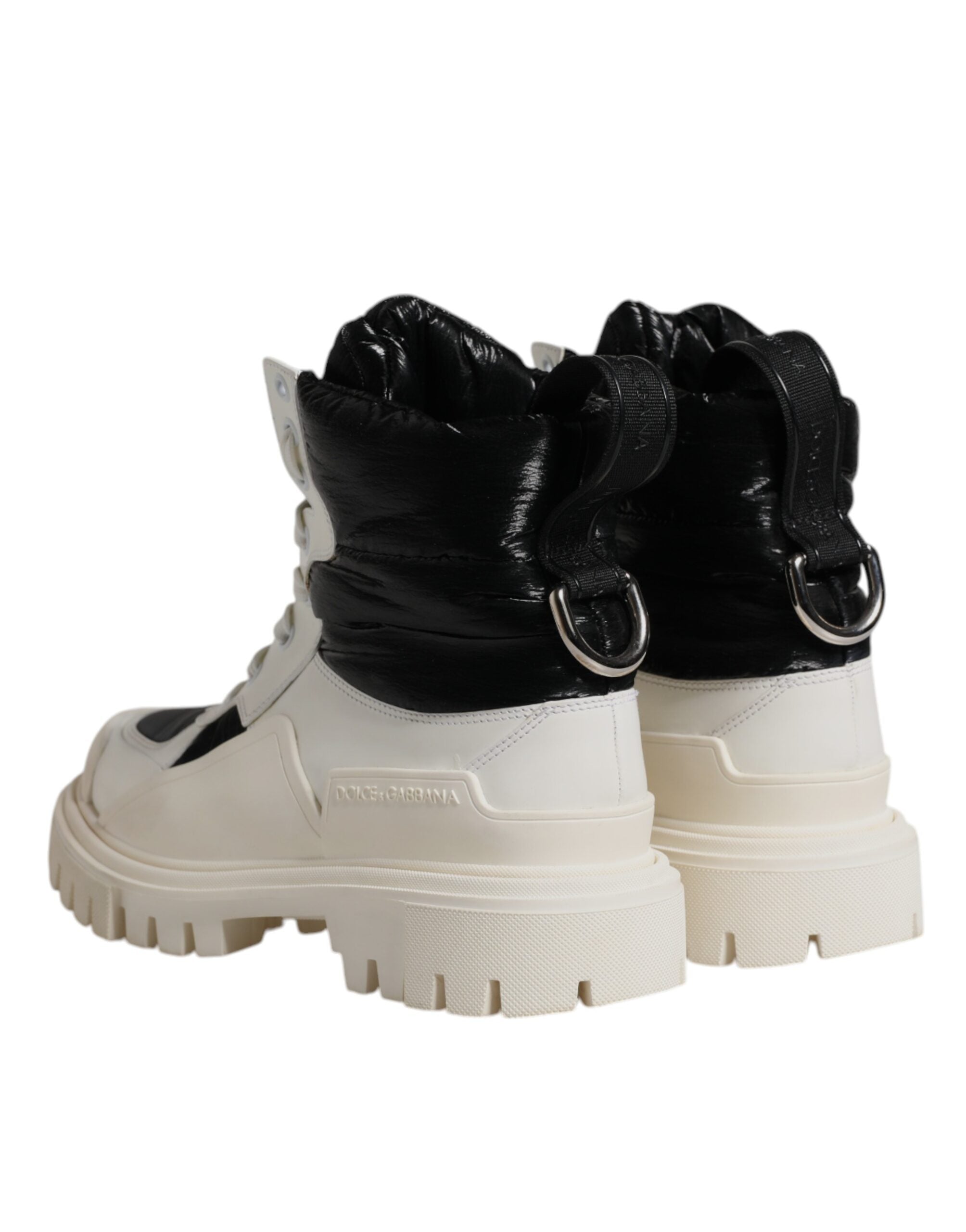 White Padded Mid Calf Lace Up Boots Shoes