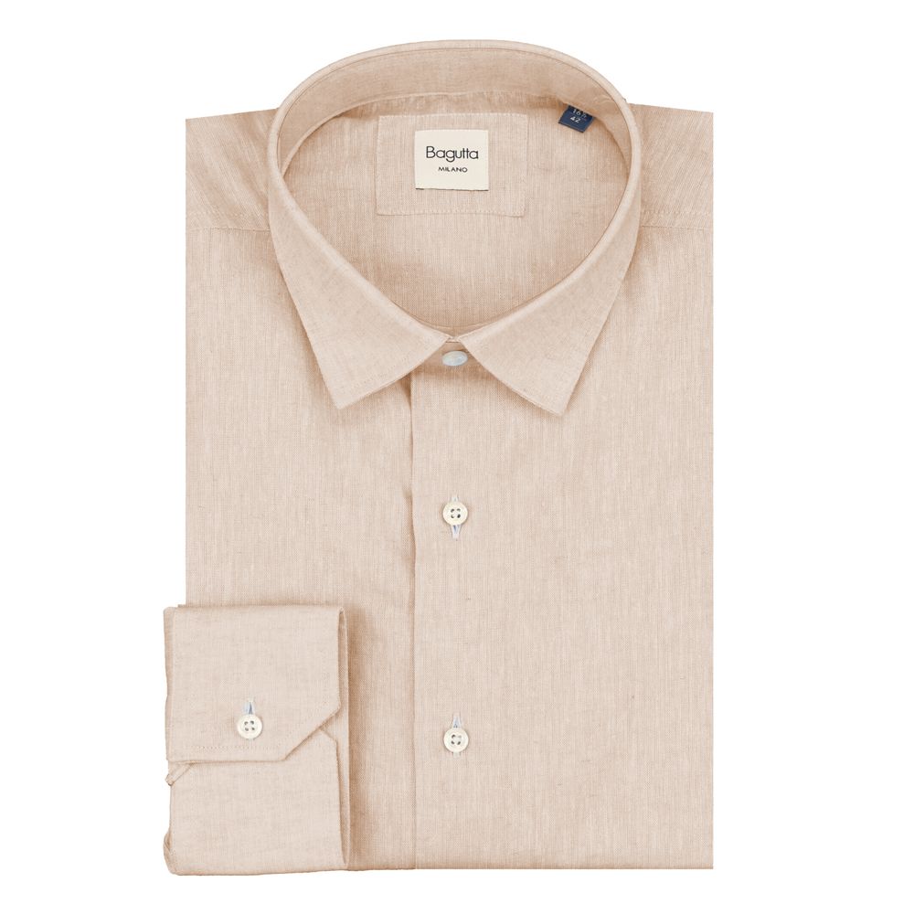 Beige Linen Men Shirt
