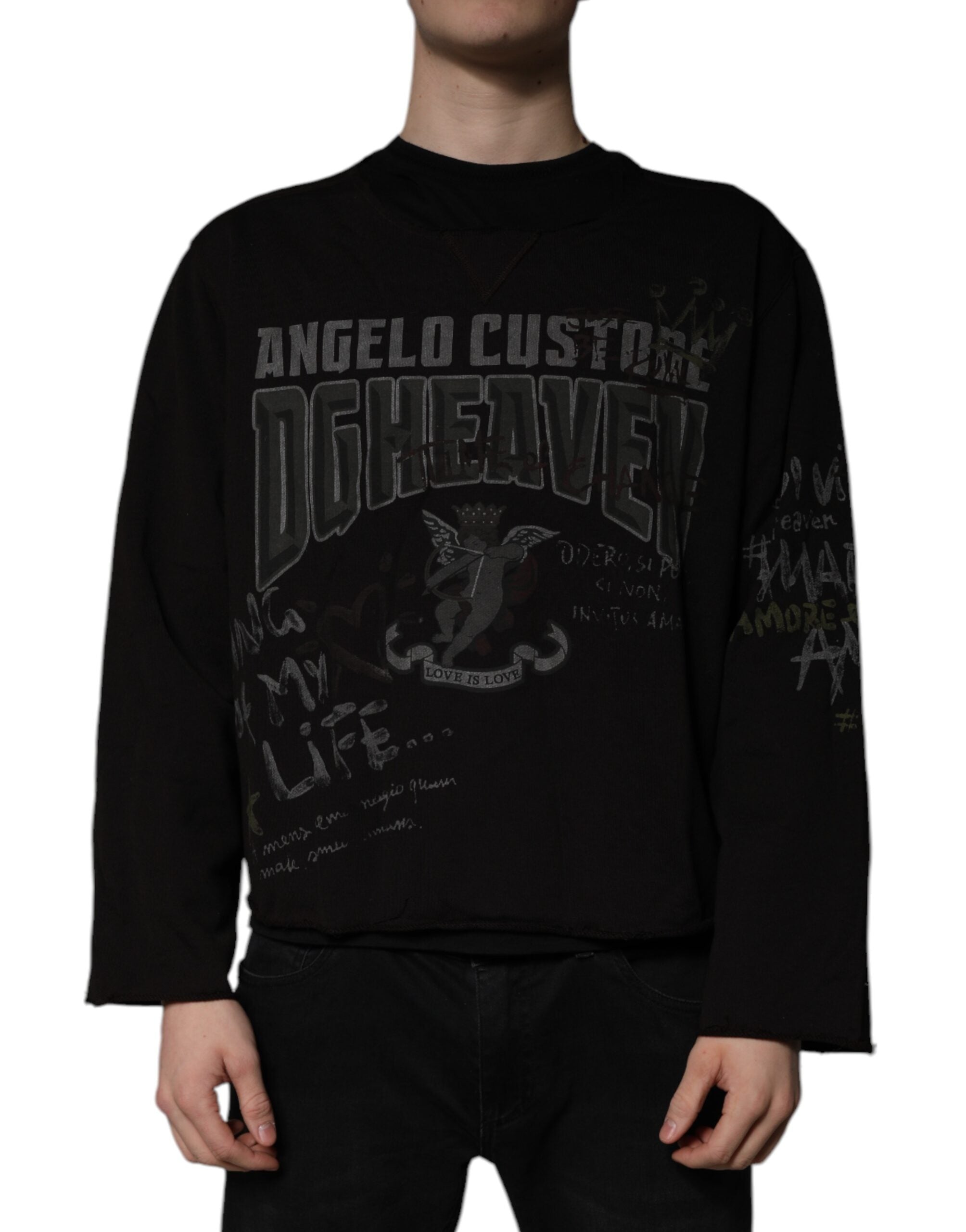 Black DG Heaven Crew Neck Pullover Sweater