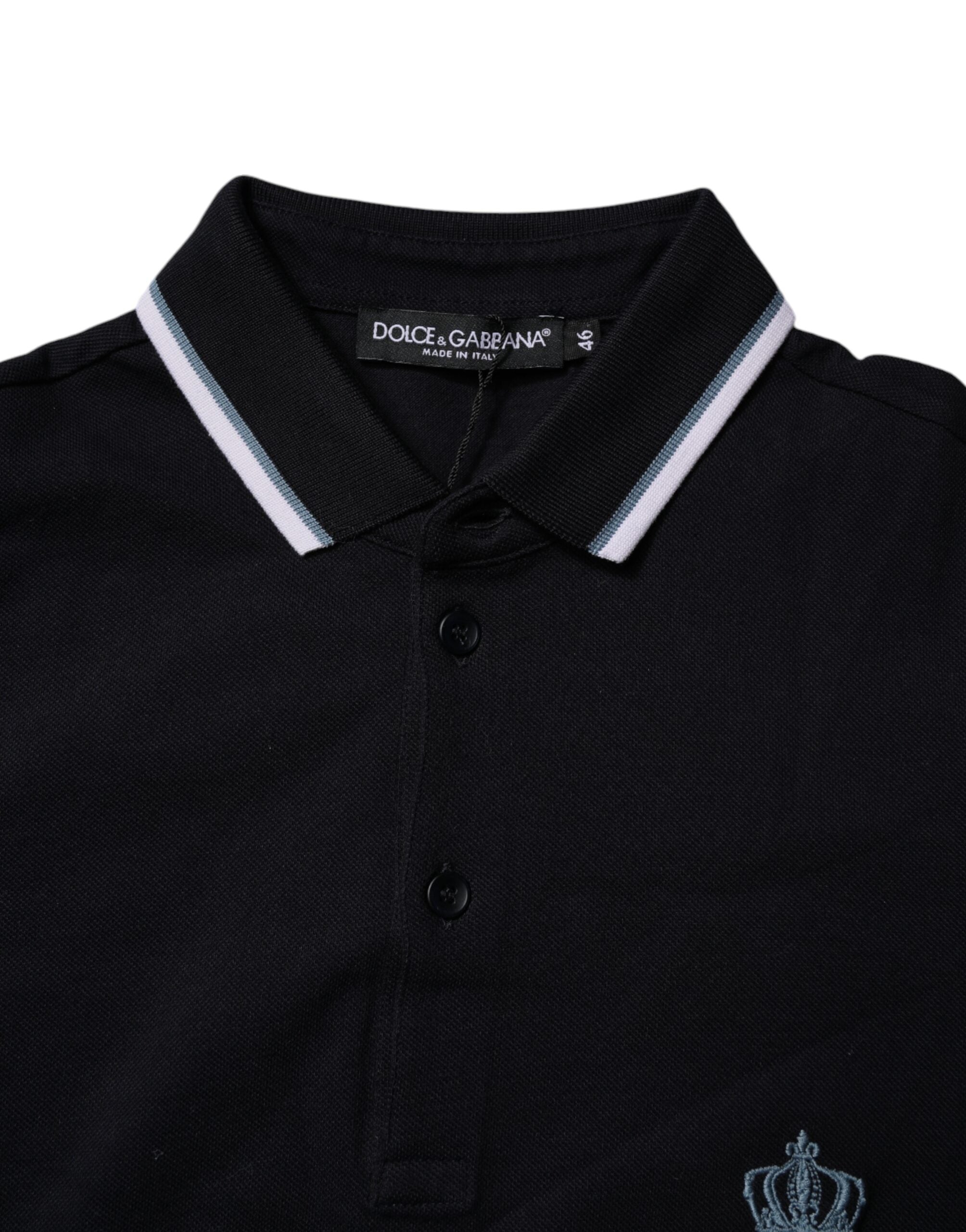 Black Cotton Crown Collared Polo T-shirt