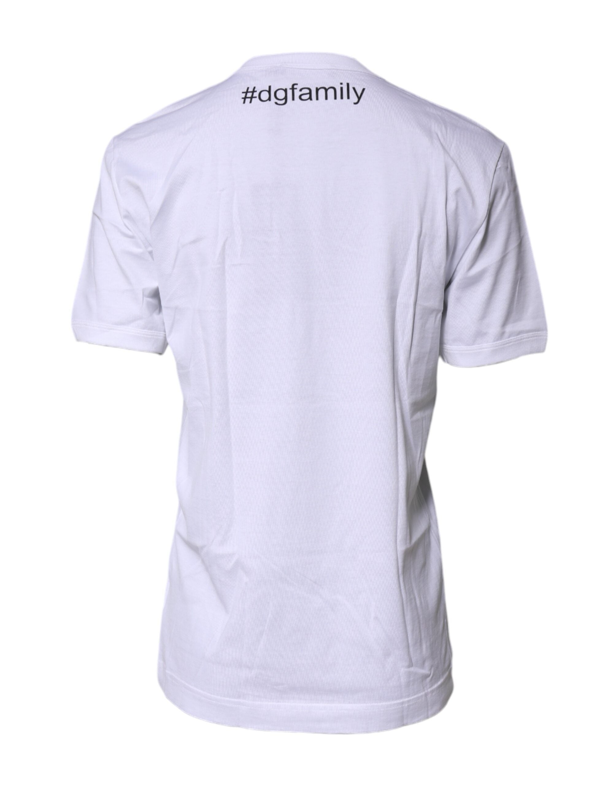 White #DGFamily Cotton Crew Neck T-shirt