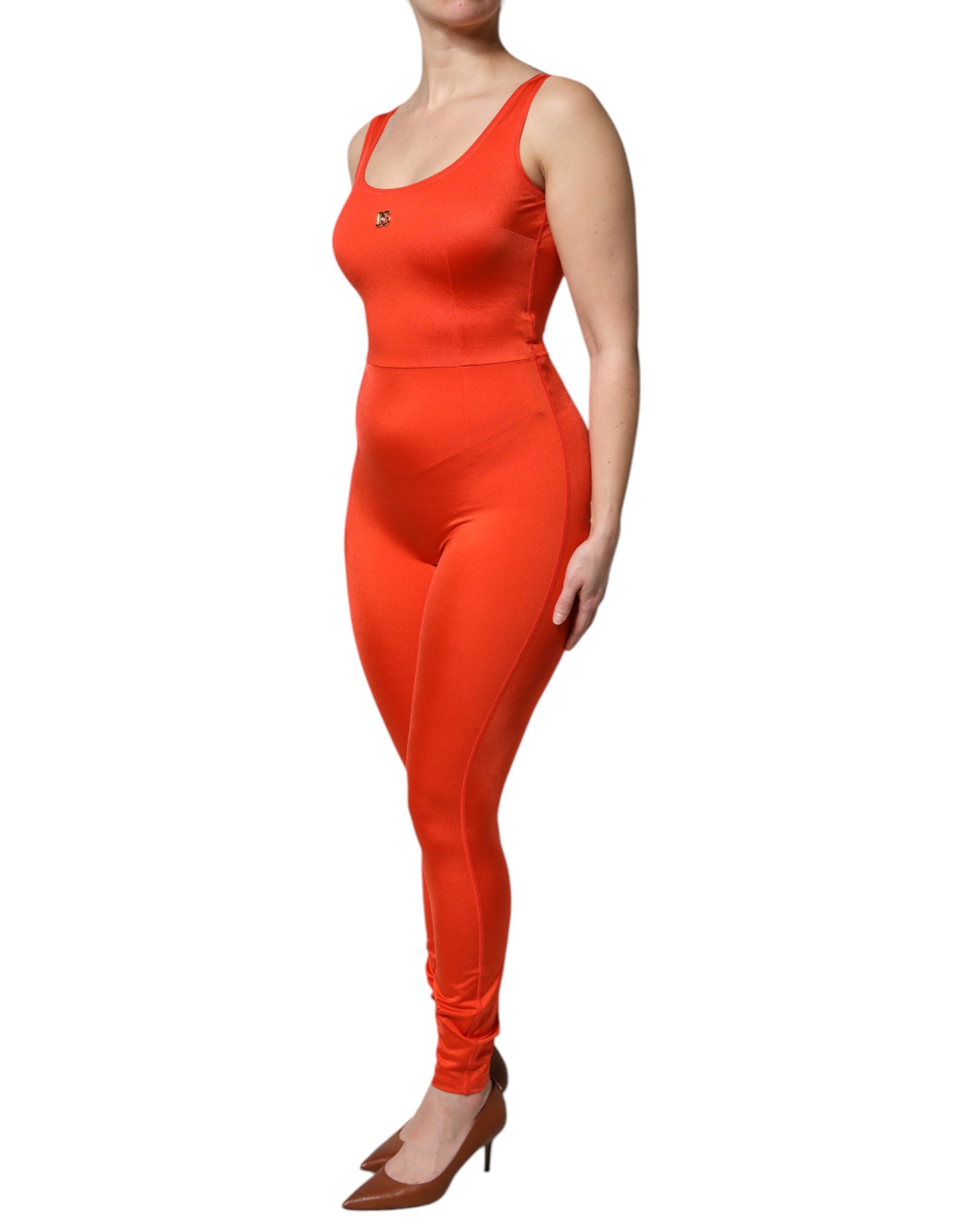 Orange Sleeveless Bodycon Jumpsuit Dress