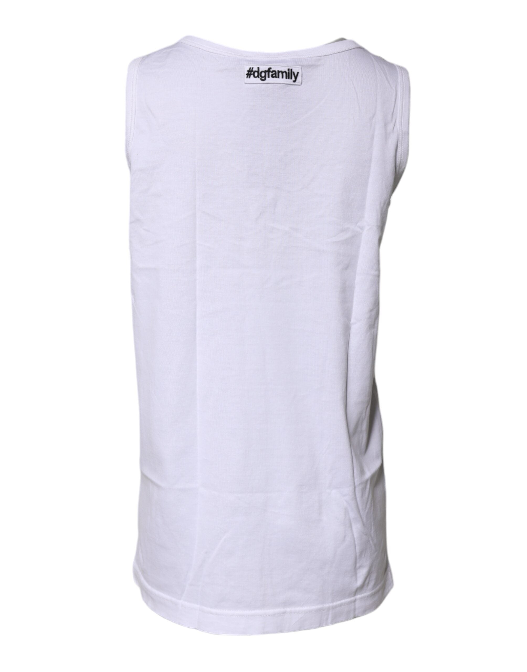 White Cotton Anchor Chain Embroidery Tank Top