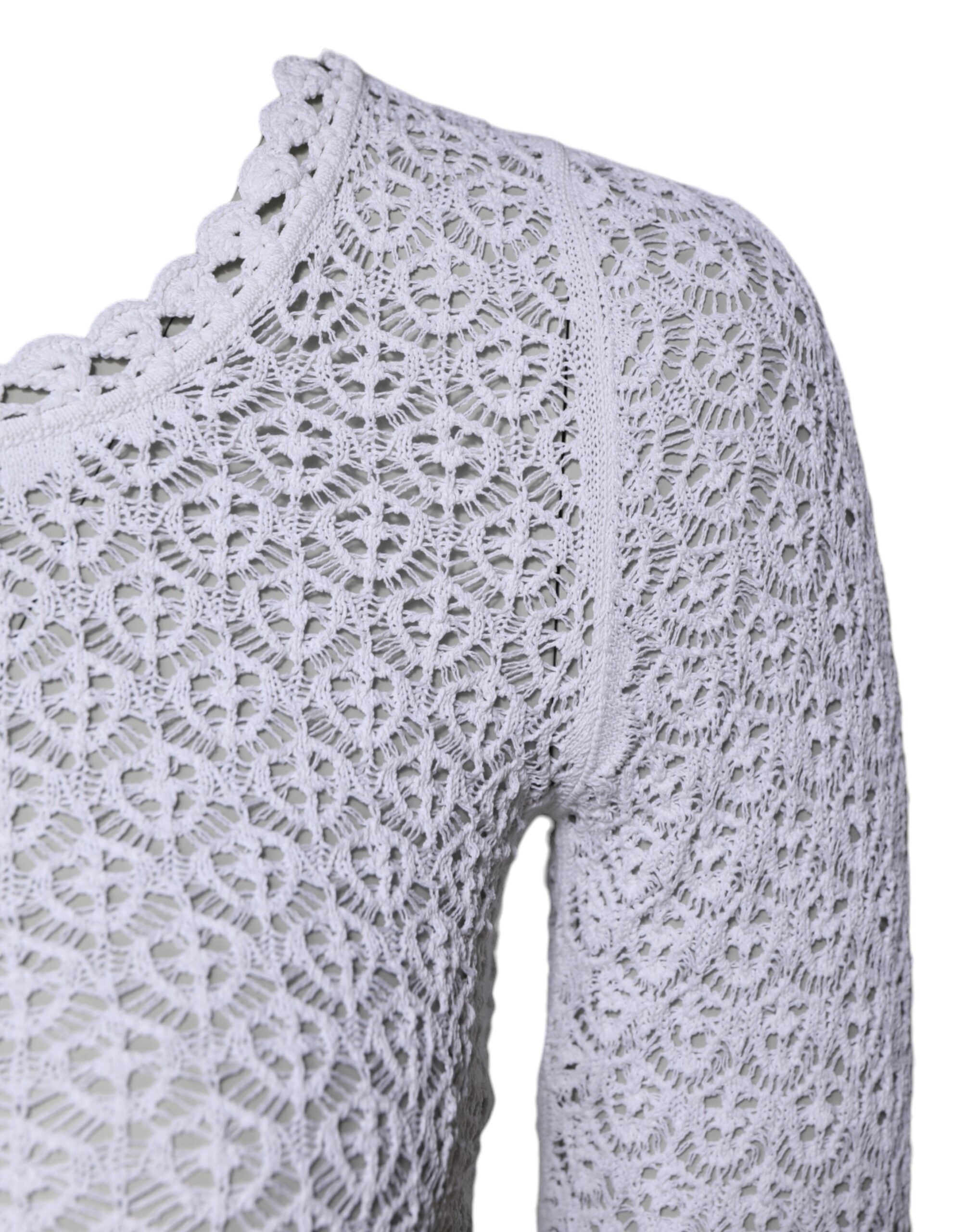 White Viscose Short Sleeve Crochet Top